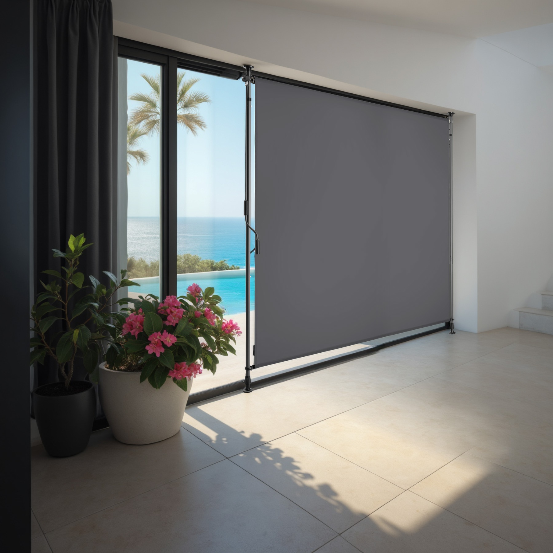 Thumbnail - Klemmmarkise Taija mit Handkurbel - 150 x 310 cm, schwarz