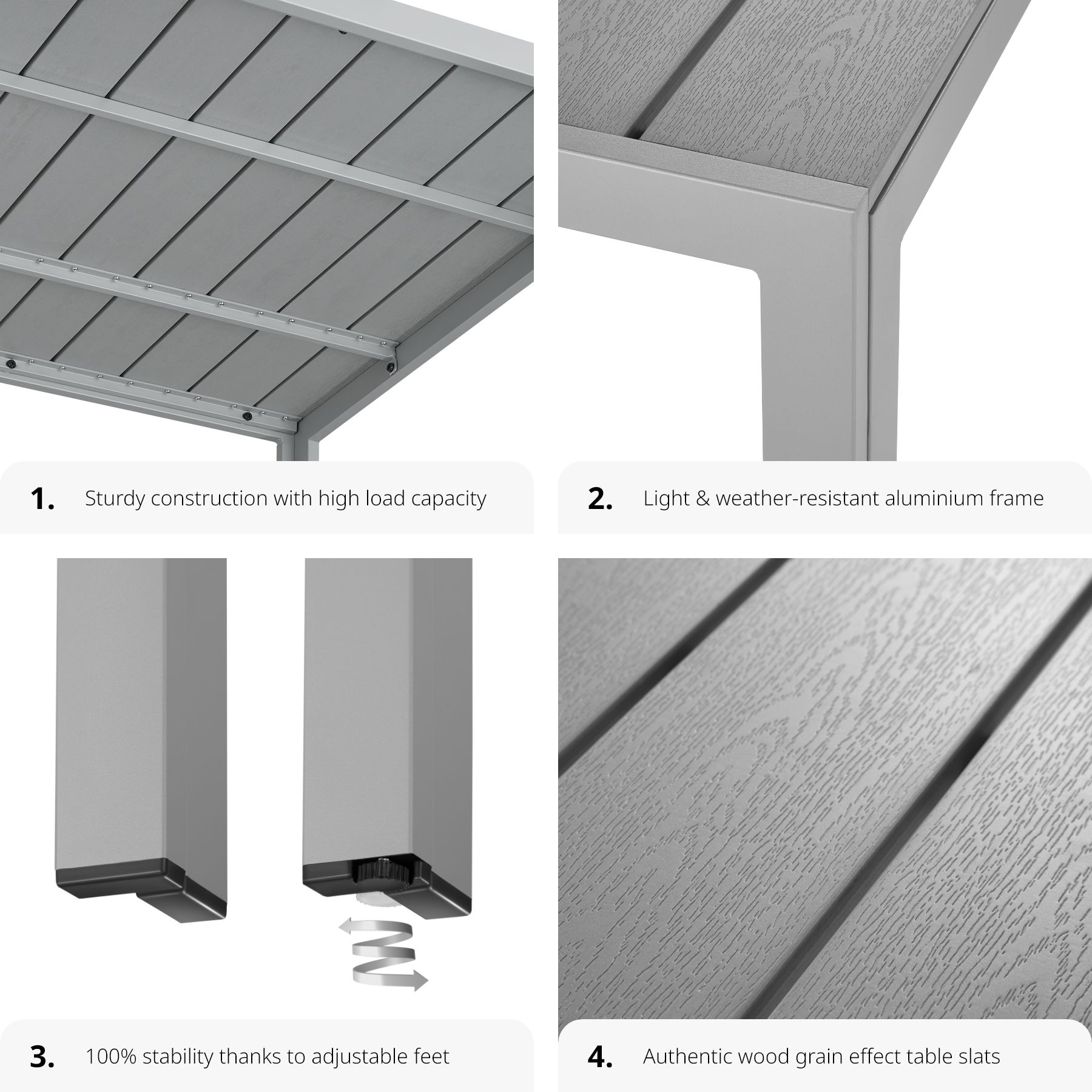 Garden Furniture Table Outdoor Patio Dining Coffee Balcony Square Aluminium - Picture 18 of 25