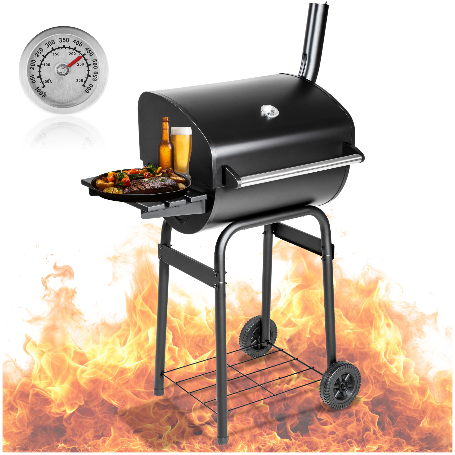 BBQ made of powder-coated metal - black