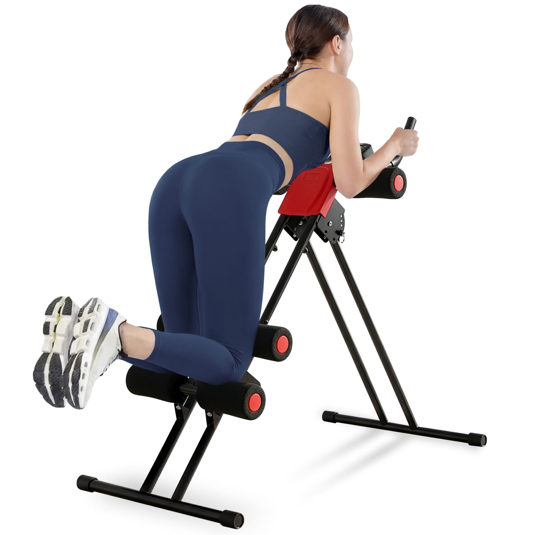 Ab Machine - 5-position adjustable, foldable, with a training computer - black/red | tectake