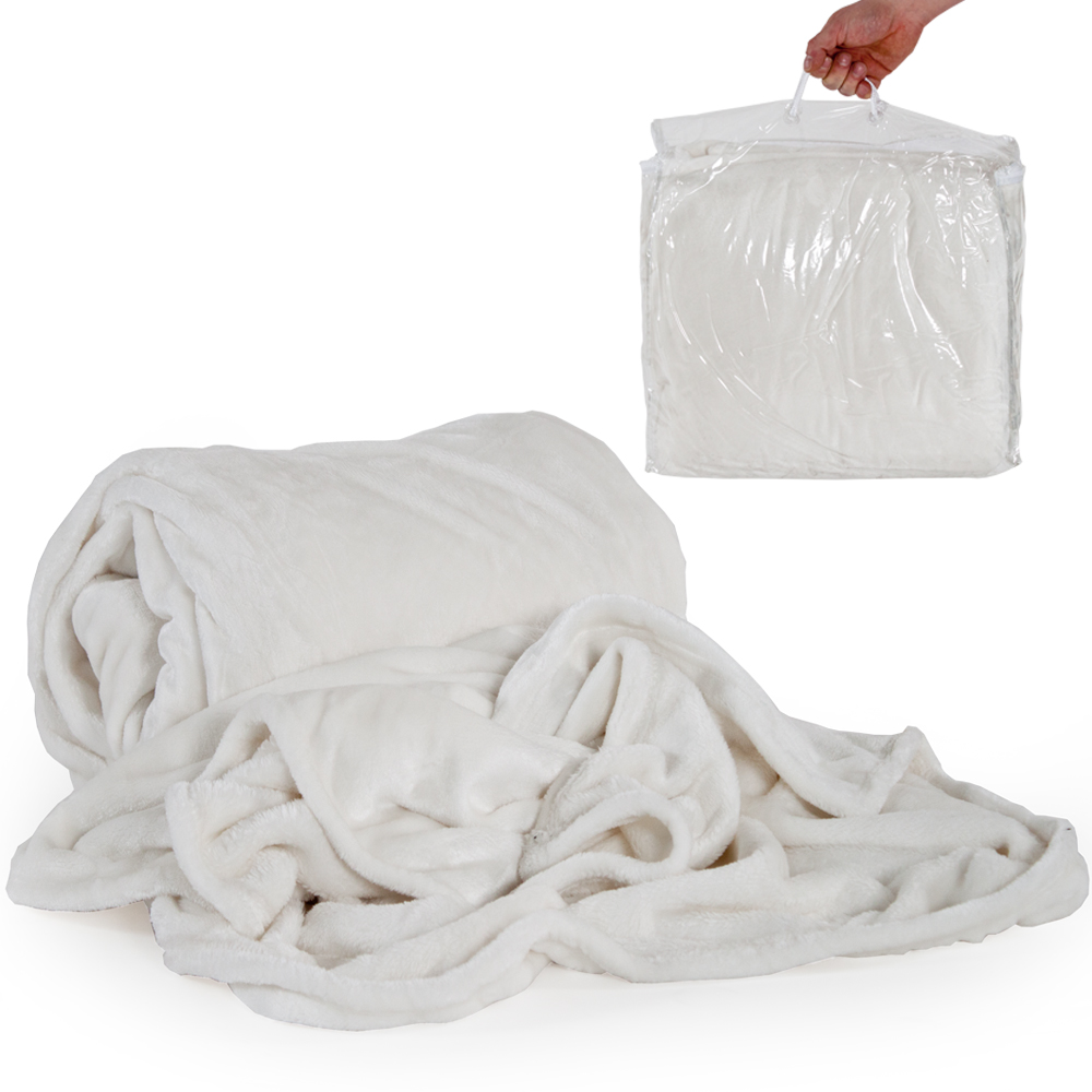 Coperta morbida in poliestere - bianco | tectake