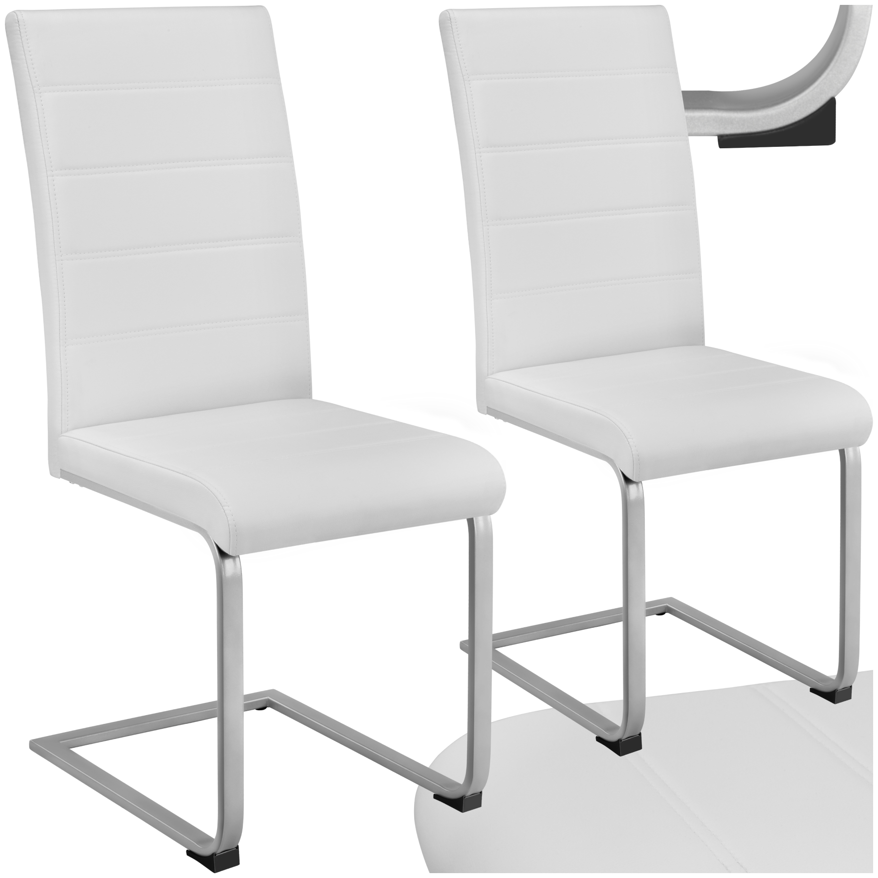 Schwingstühle, Kunstleder - weiß, 2er Set