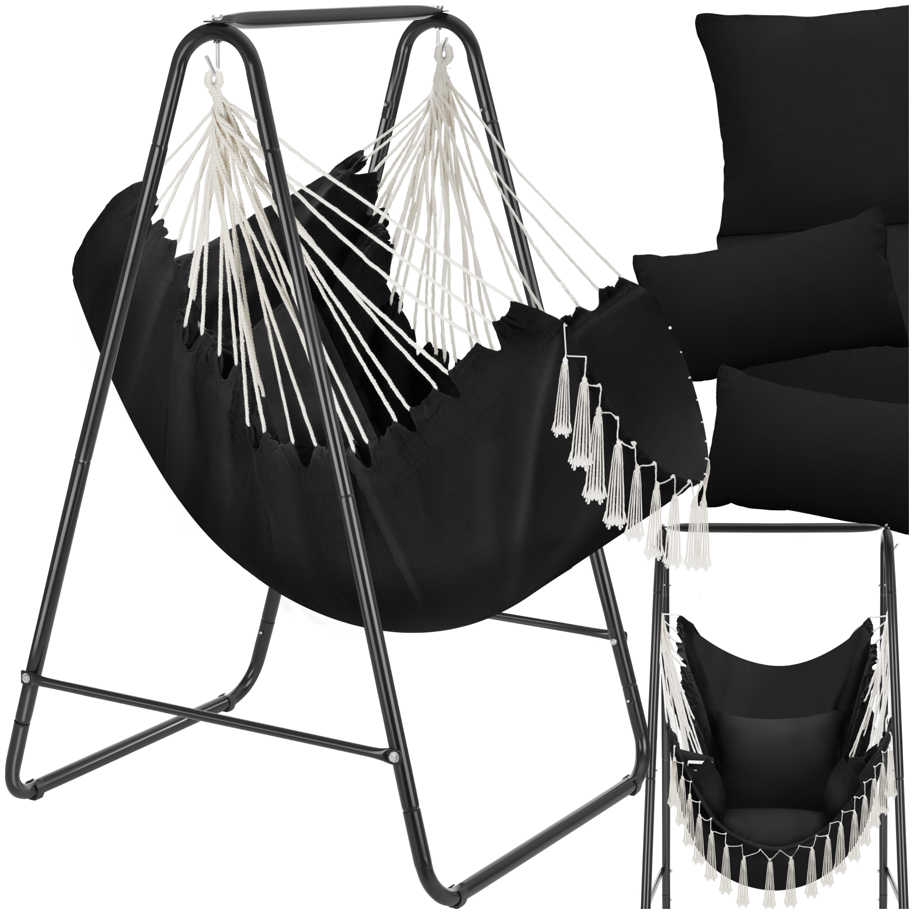 Poltrona sospesa Alison, stile boho, capacità di carico 160 kg - nero