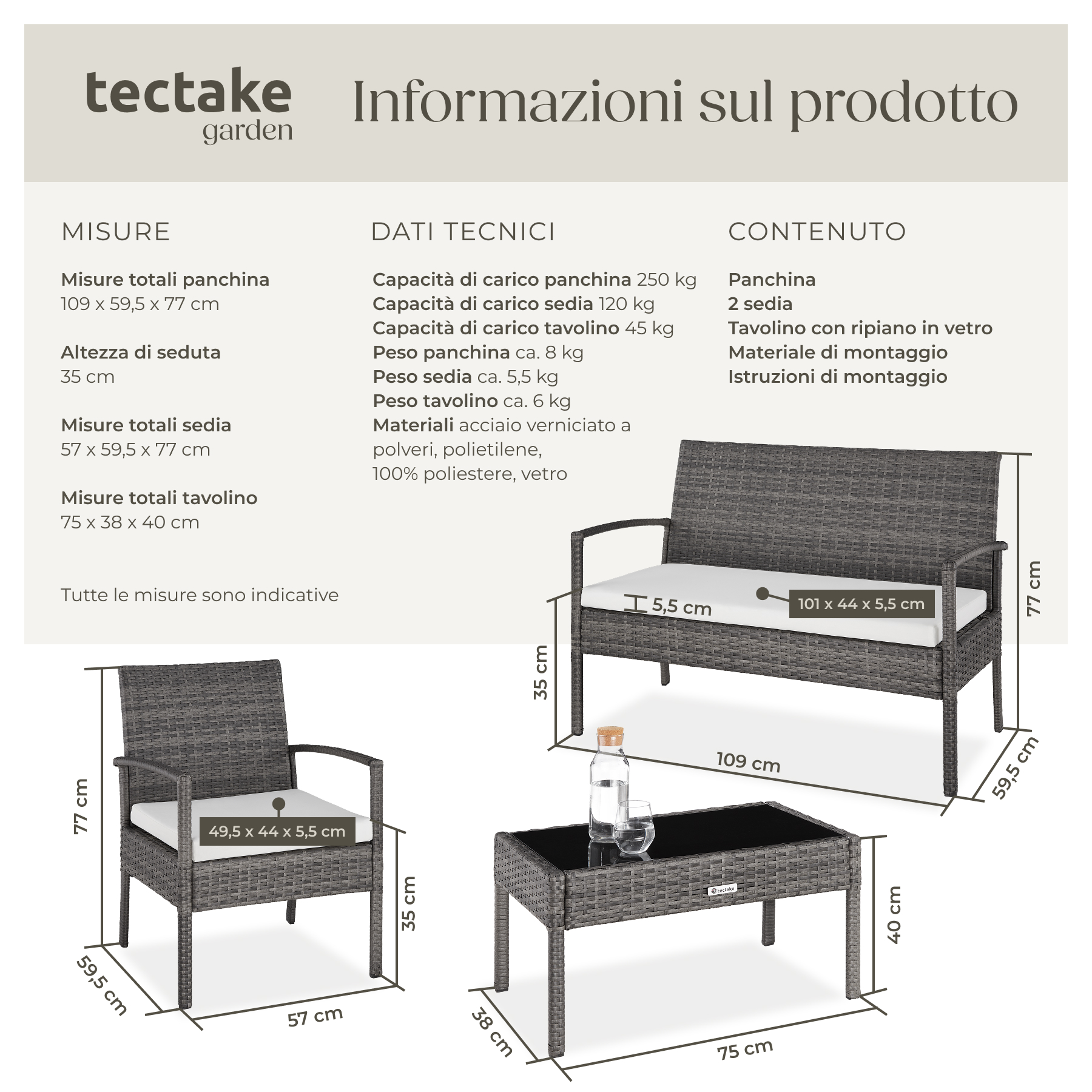SET DI MOBILI RATTAN SINTETICO POLYRATTAN 2 POLTRONE DIVANO E TAVOLO GIARDINO nu - Foto 39 di 67