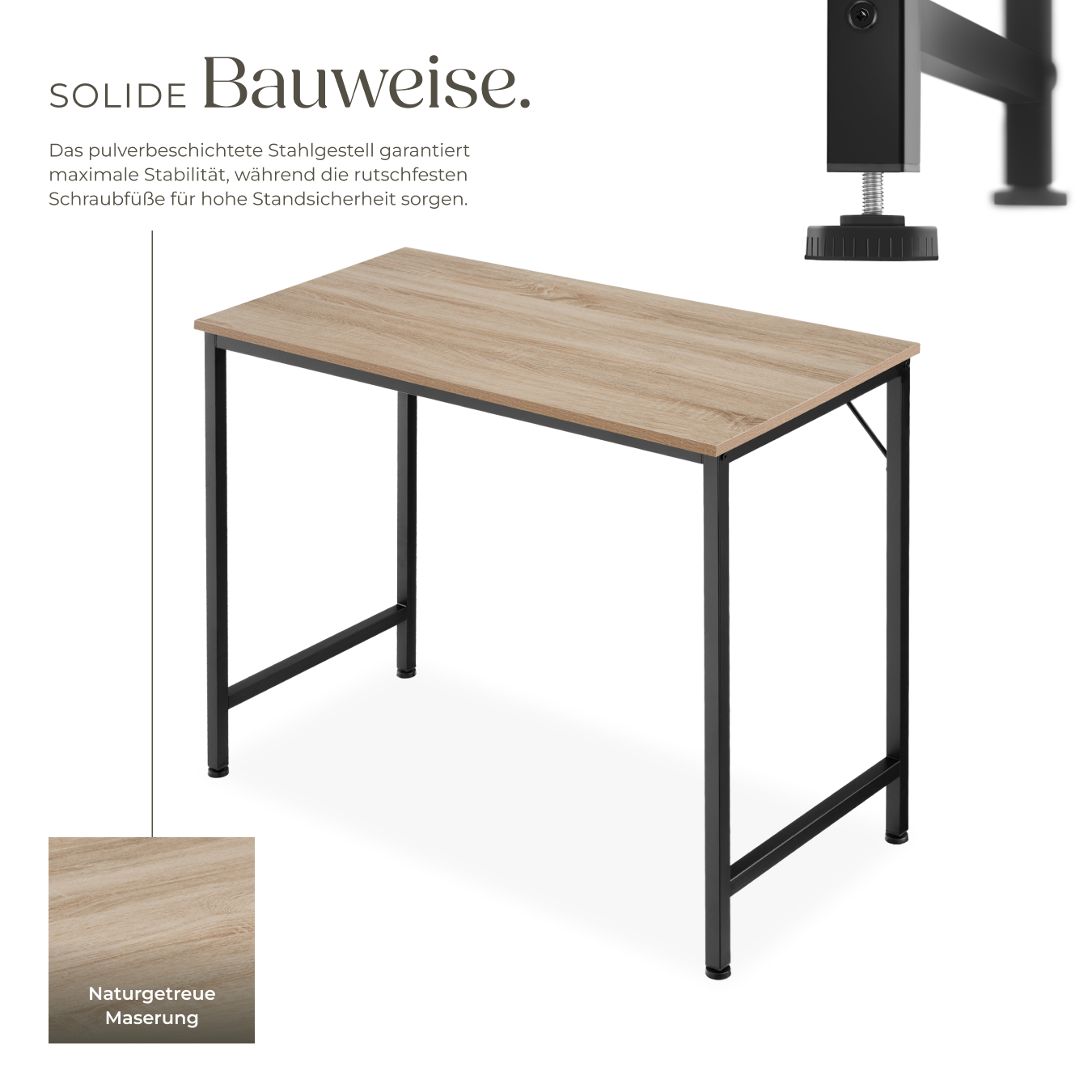 Schreibtisch Computertisch Büro Tisch 80100120140 cm Holz Metall Industrie