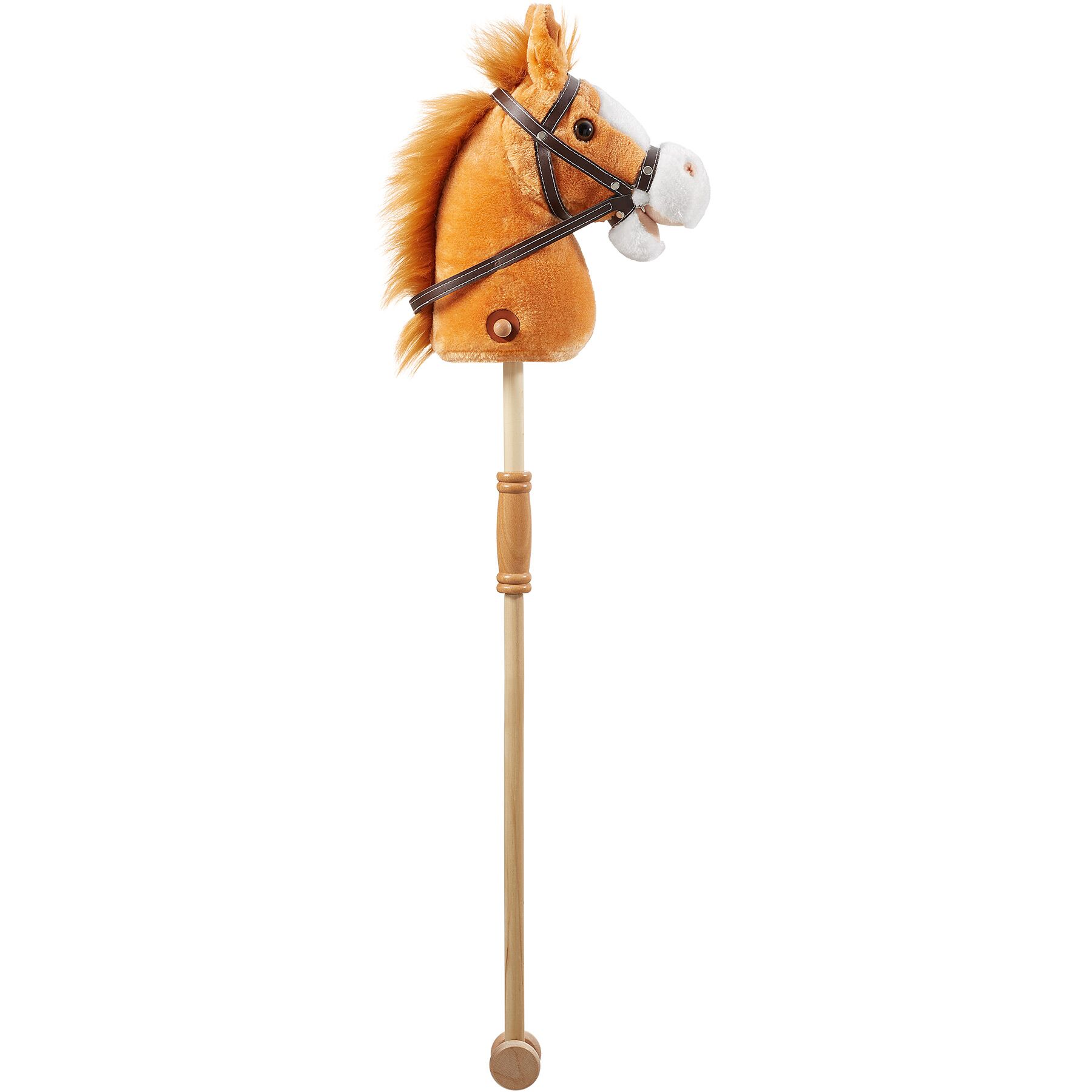 Hobby Horse Steckenpferd Holz Kinder Spielzeug Rollen Plüschkopf Handgriff