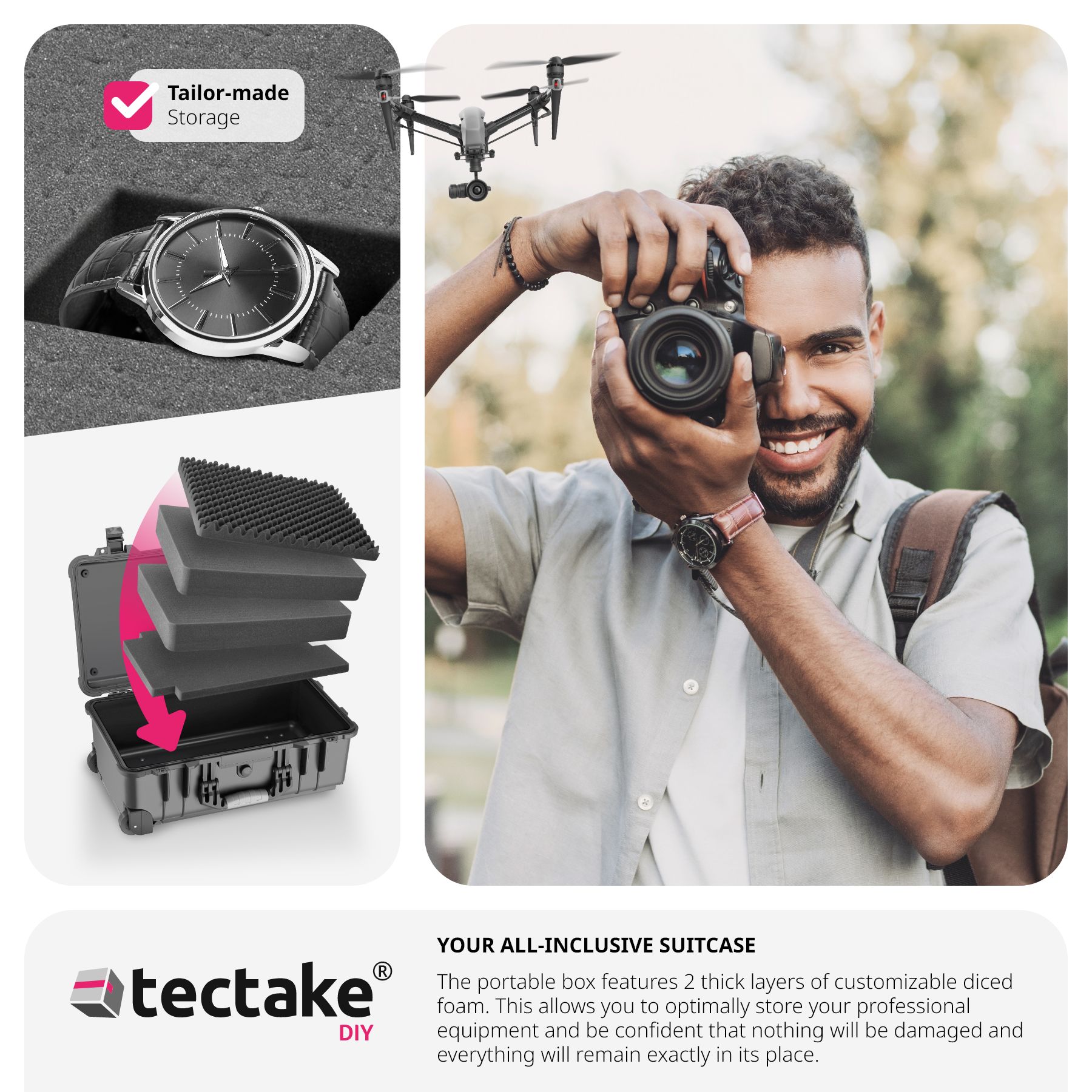 Hard Shell Case Camera with Foam Lens Waterproof on Wheels Carrying Storage - Picture 8 of 25