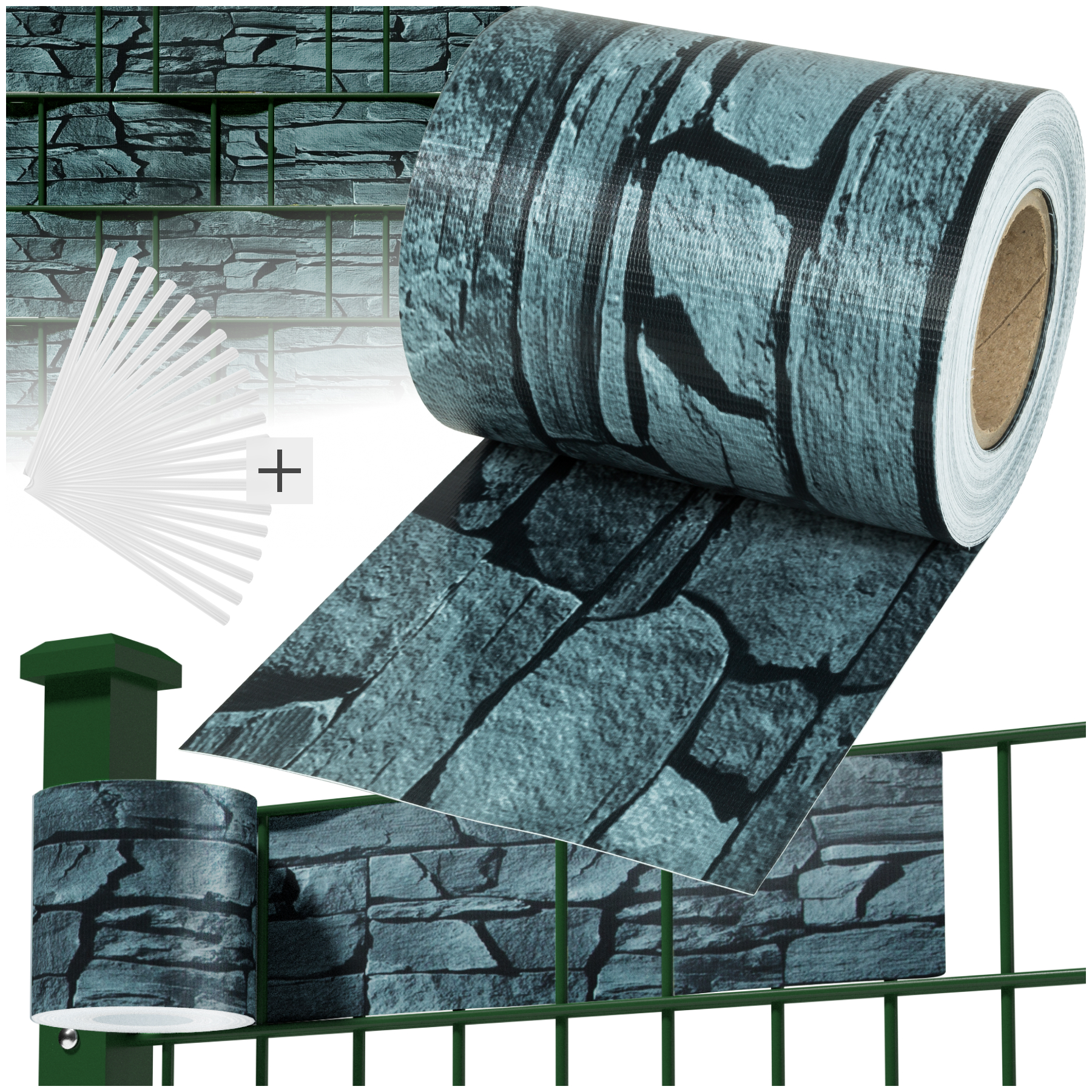 PVC Sichtschutzfolie mit Befestigungsclips - 70 m, schiefer