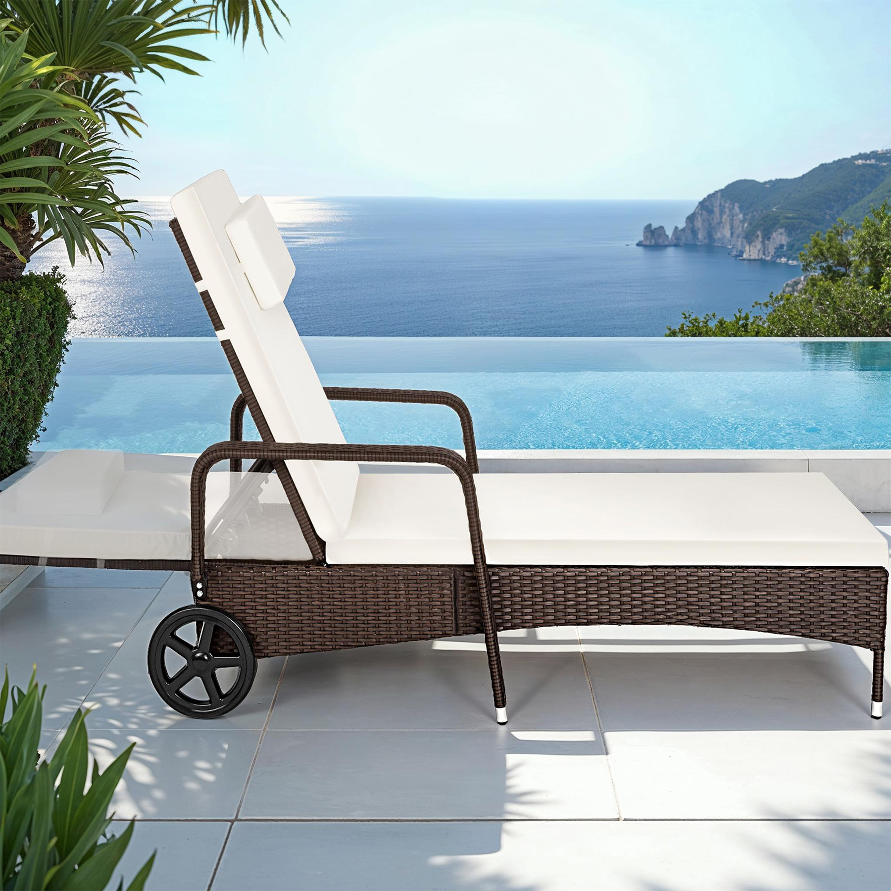 Sonnenliege klappbar Gartenliege Polyrattan Liegestuhl Strandliege robust 200 cm - Bild 97 von 145