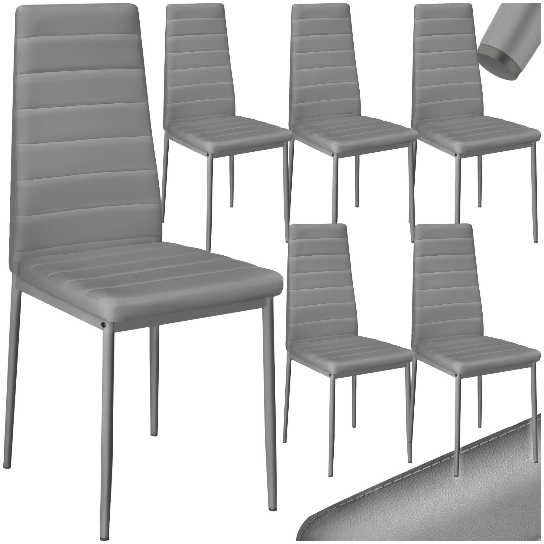 Sillas de comedor THOMAS - gris, Juego de 6 | tectake