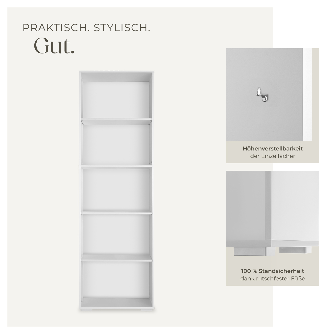Bücherregal Holz Bücherschrank Standregal Büroregal Regal 5 Fächer 60x30x190 cm