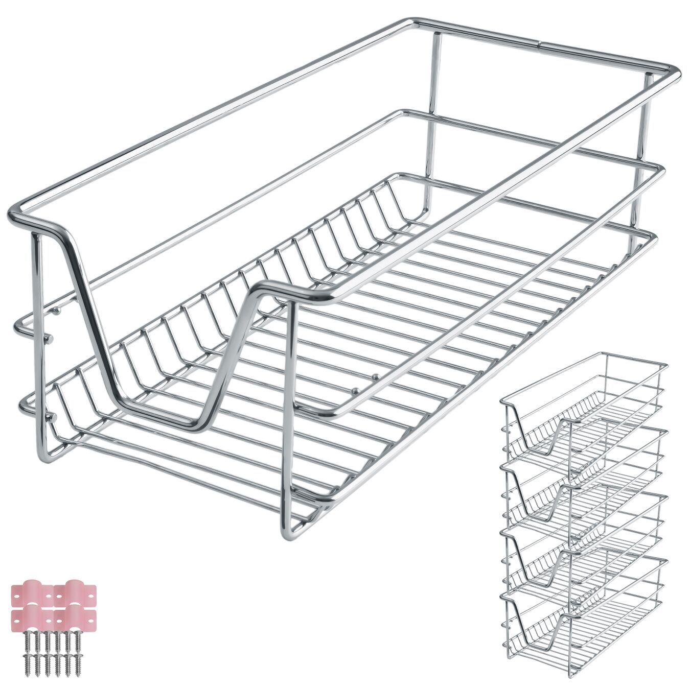 Tiroir de rangement téléscopique - 30 cm, Lot de 4