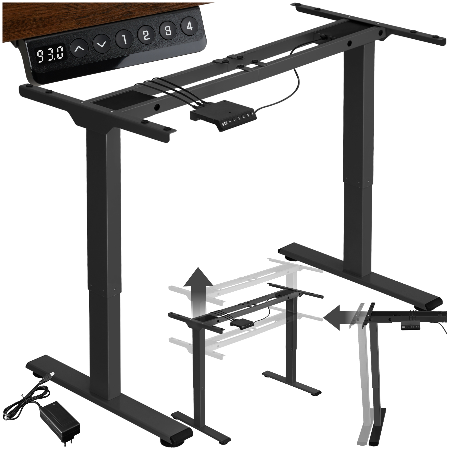Tischgestell Melville höhenverstellbar 110-168x60x70-119cm - schwarz