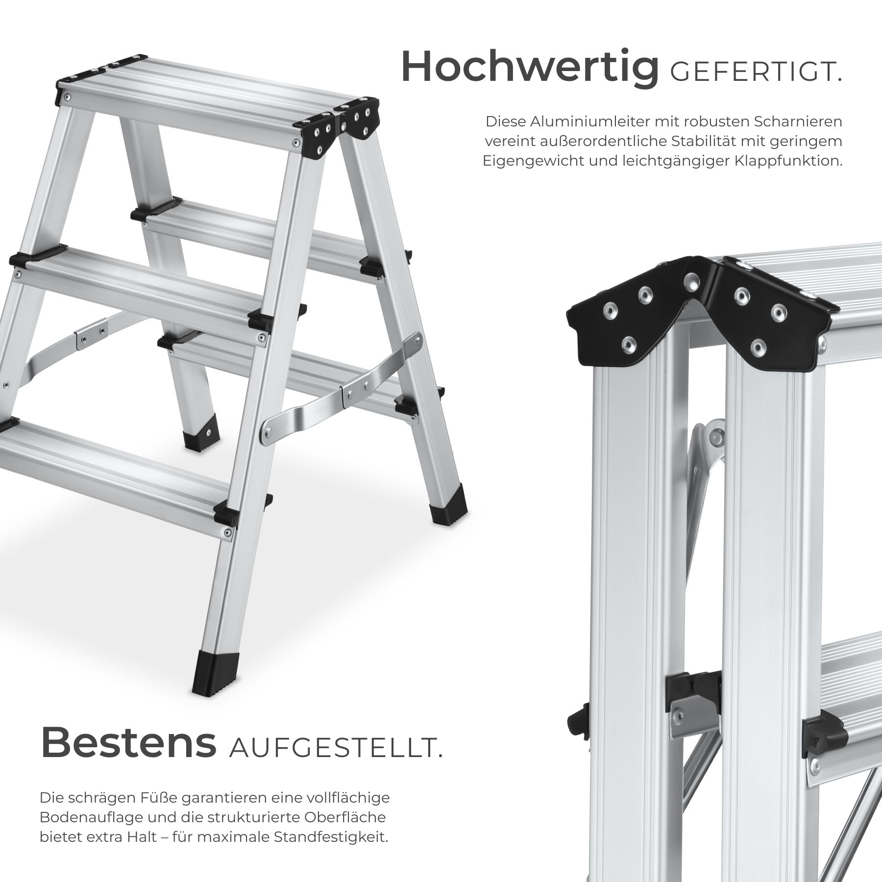 Trittleiter Aluleiter Stehleiter Mehrzweckleiter klappbar rutschfest max. 150kg - Produktbild 2