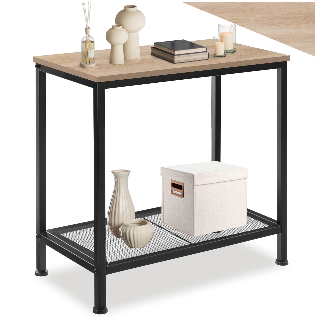 Table d’appoint FILTON 60x30,5x60,5cm - Bois clair industriel, Chêne Sonoma