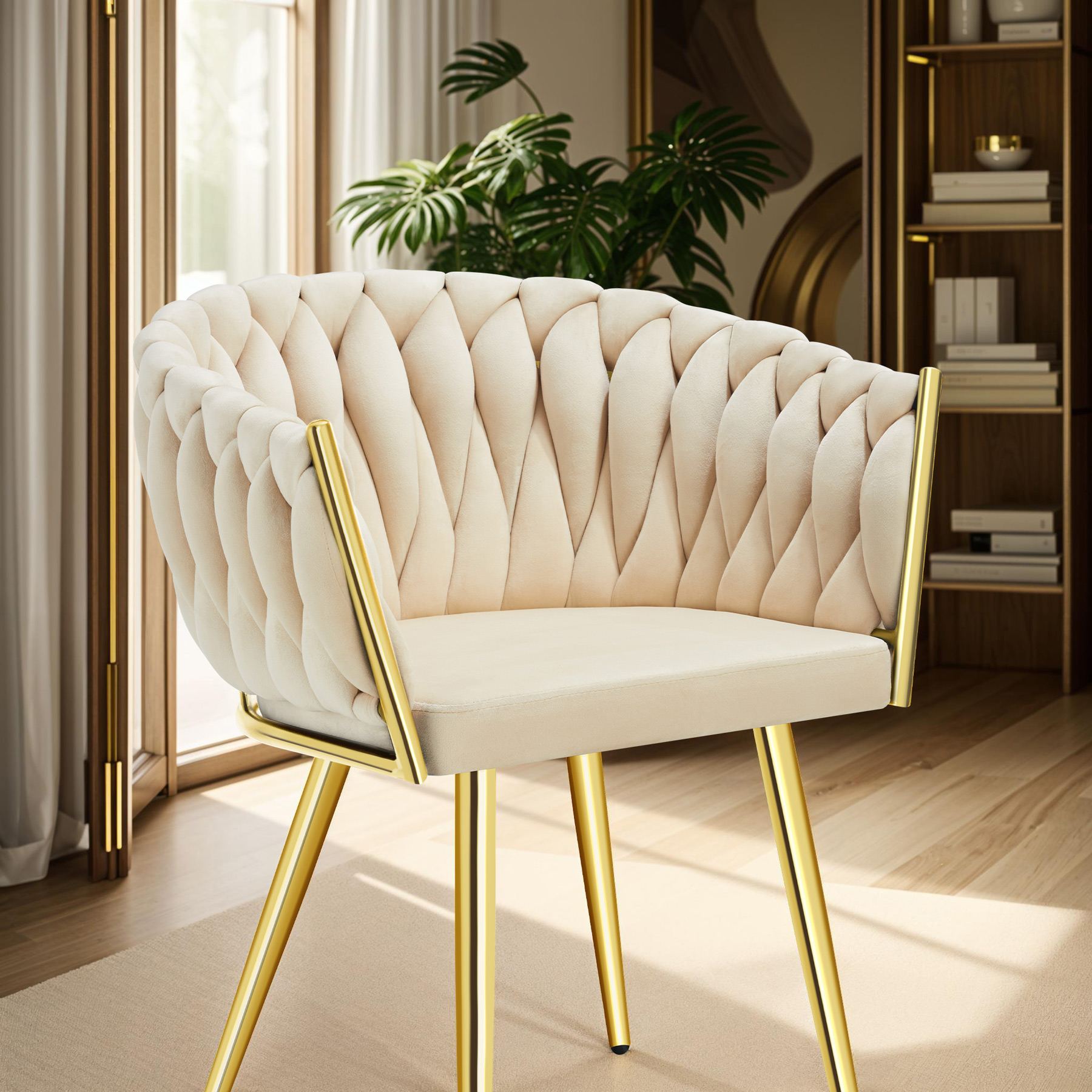 Dining Chairs Set Breakfast Room Chair Kitchen Padded Reading Seats Velvet - Picture 48 of 49