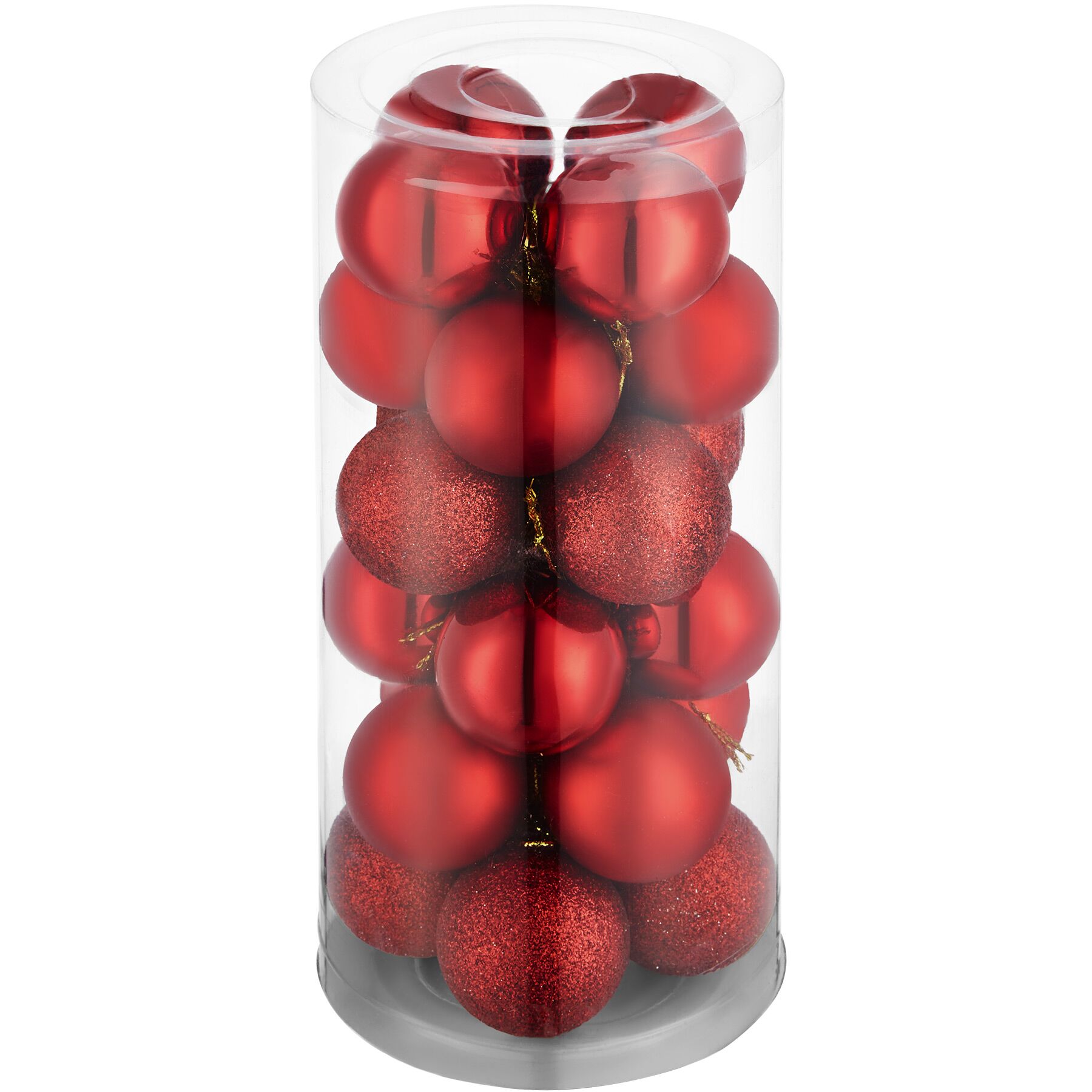 Conjunto de 24 bolas de Natal vermelhas - vermelho