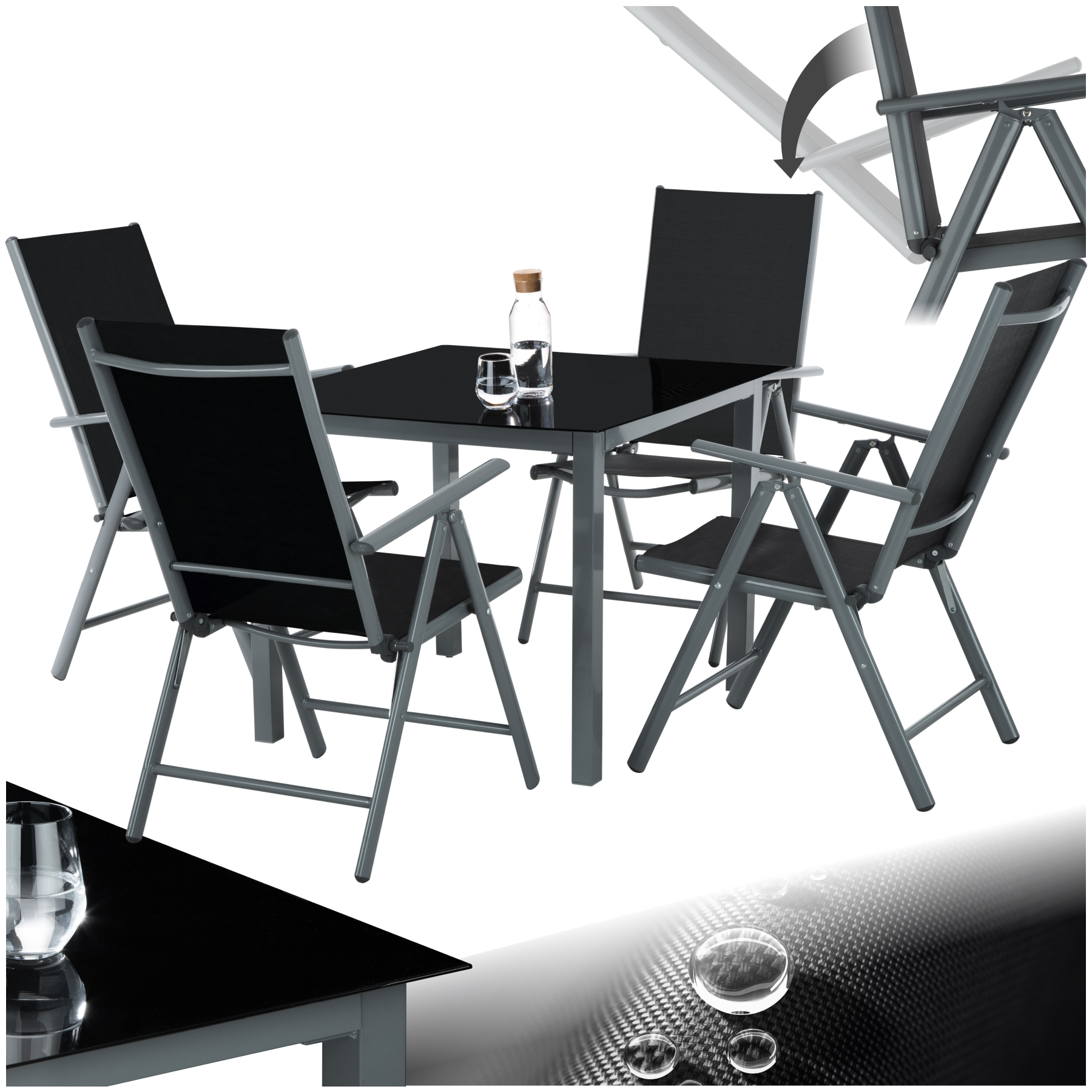 tectake - Salon de jardin aluminium 4 places - gris anthracite