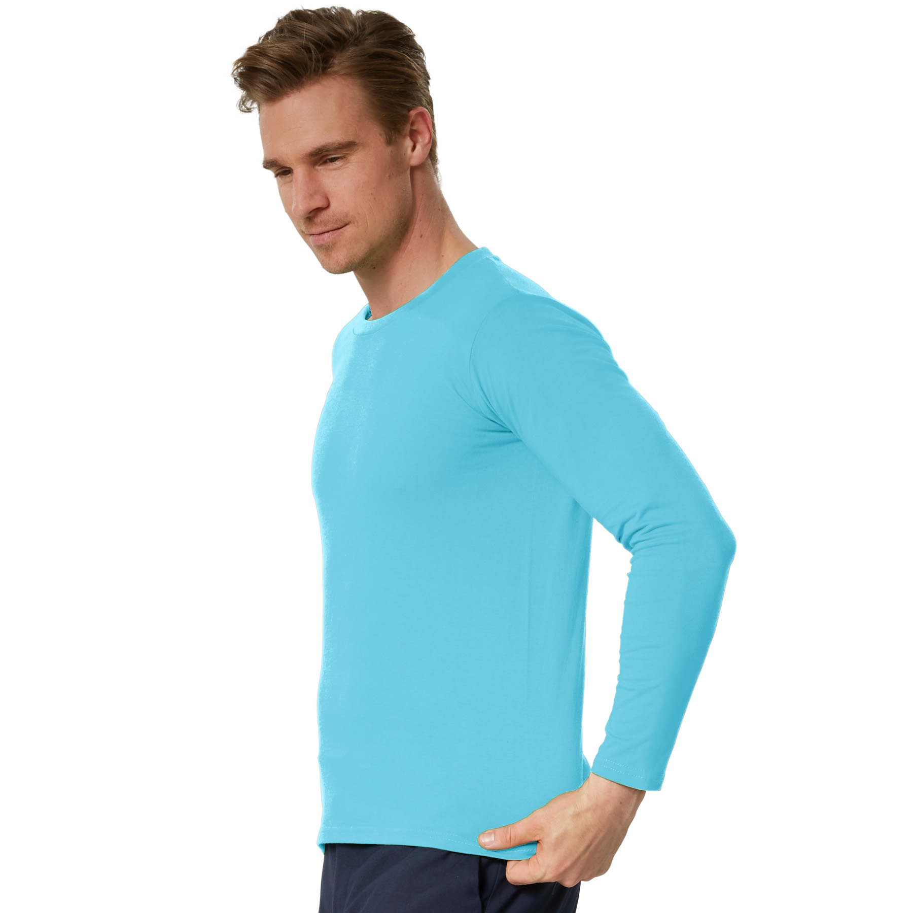 Camiseta de manga larga para hombre camiseta de manga larga lisa sudadera de manga larga suéter nuevo - Imagen 67 de 120