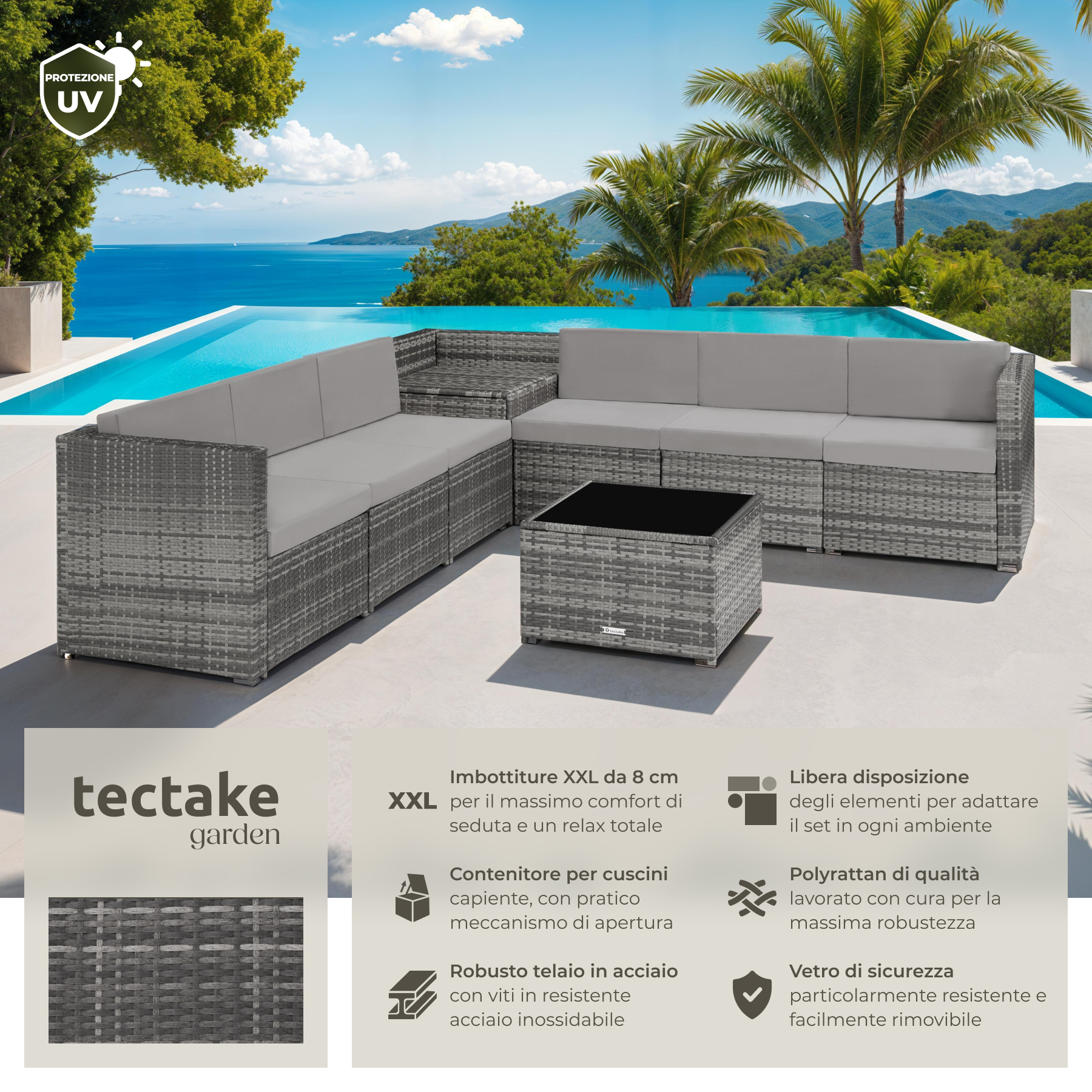Salottino in Rattan Mobili Giardino Set Terrazza Poltrone Tavolo Box Contenitore - Foto 15 di 37