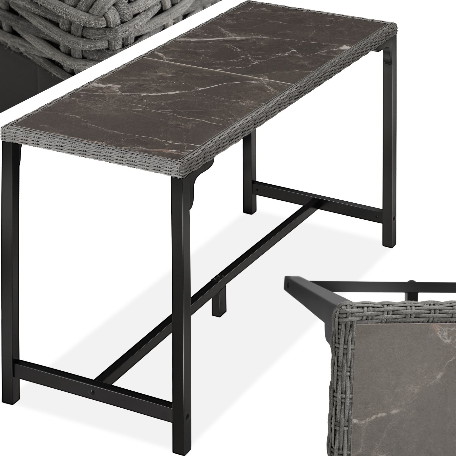 Rotting barbord Lovas 161x64,5x99,5cm - grå av tectake