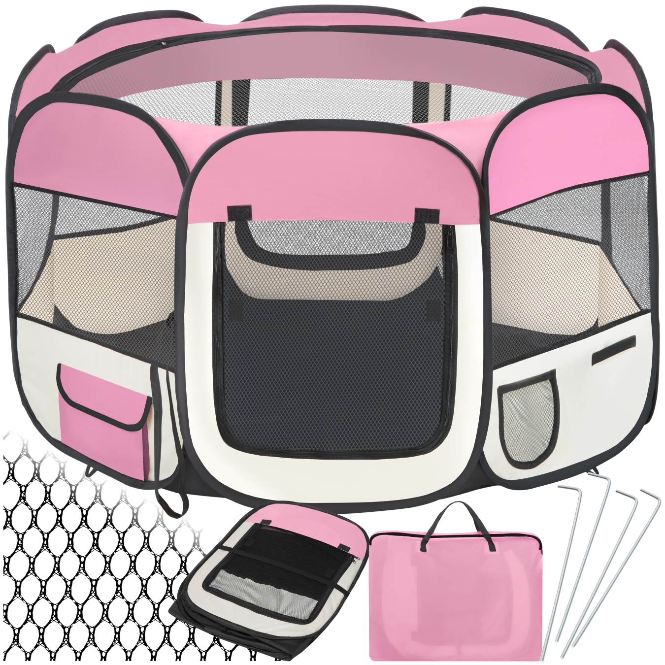 Puppyren van polyester incl. draagtas - roze