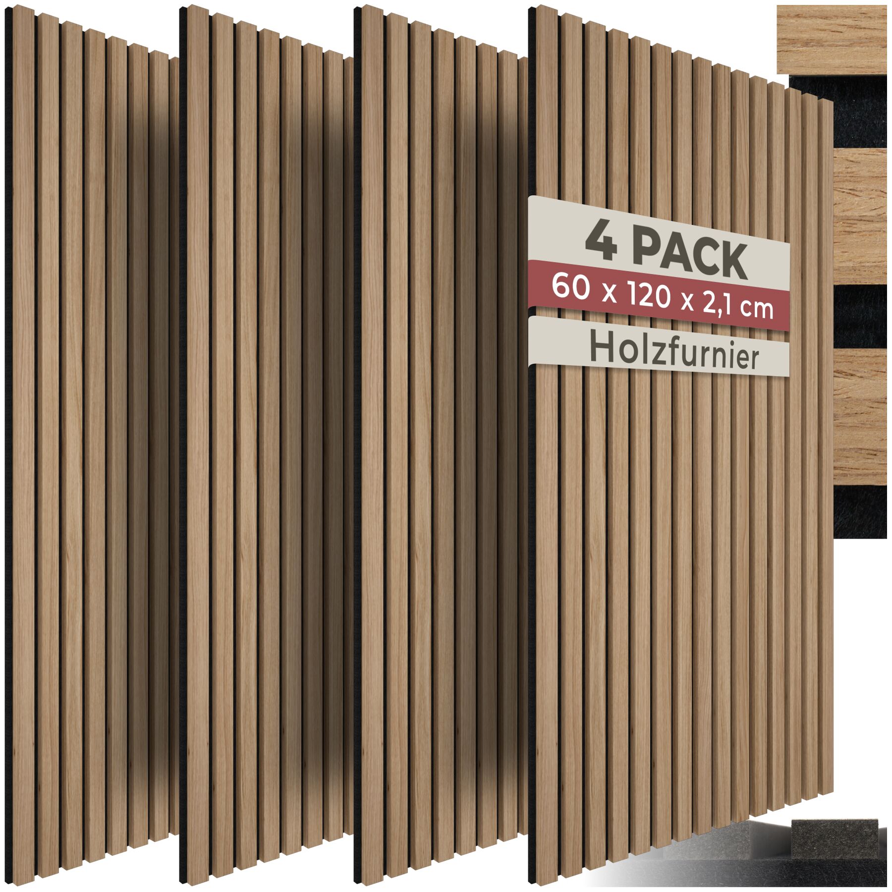Akustikpaneele Sonic Wall Holzoptik - Eiche, 4er Set