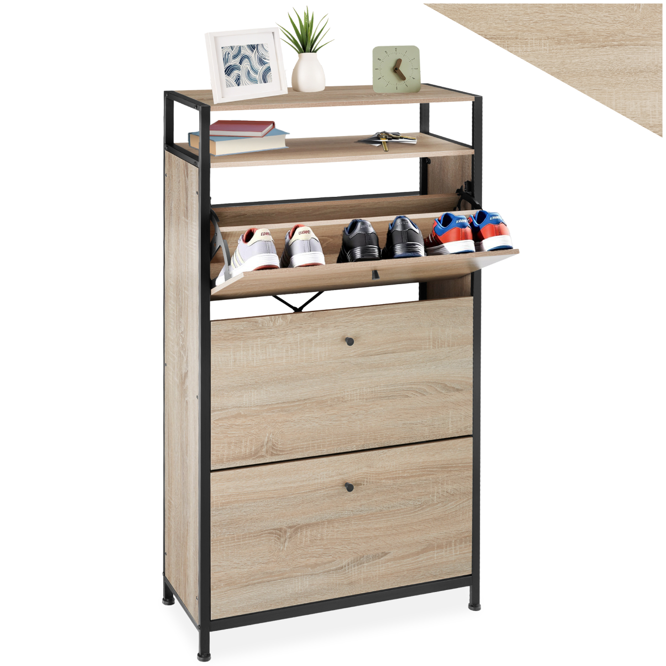 Schoenenkast - Industrieel licht hout, eiken Sonoma, 61 cm