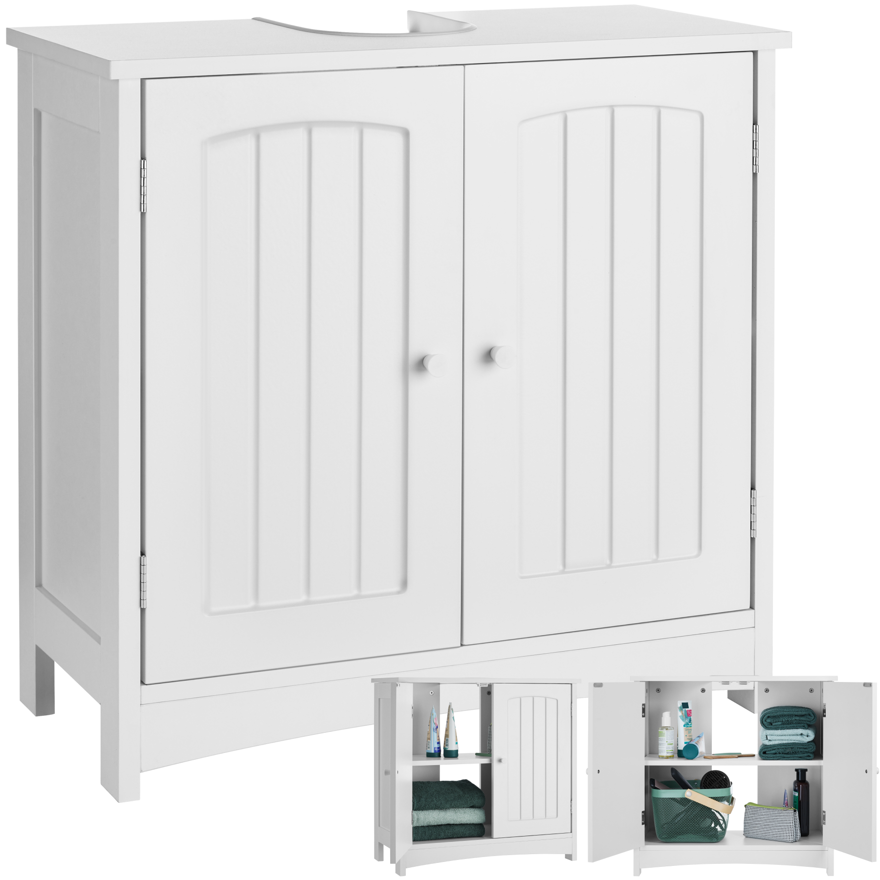 Móvel de casa de banho Jasper, 2 compartimentos, capacidade de carga aprox. 35 kg - branco