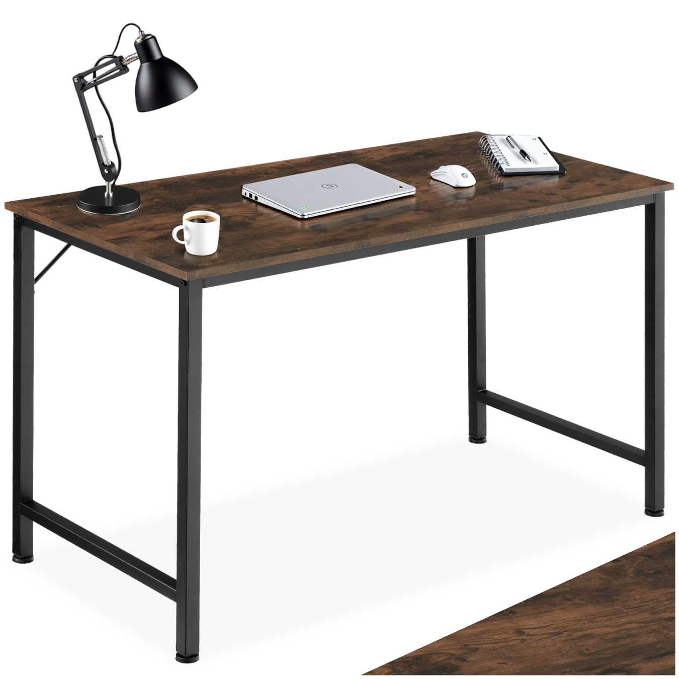 Bureau Jenkins - Industrieel hout donker, rustiek, 140 cm