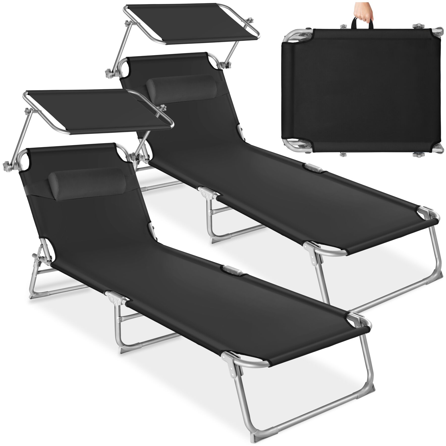 Lot de 2 transats CHLOE - noir | tectake