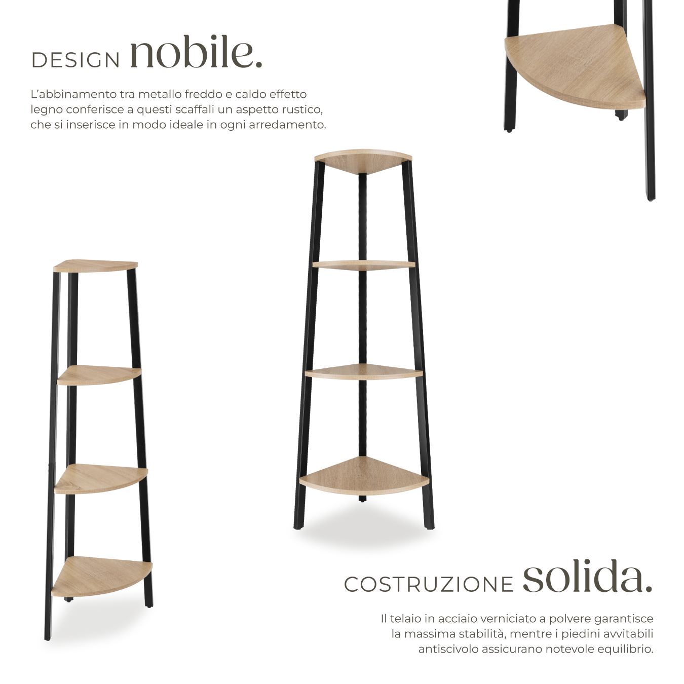 Scaffali ad angolo Newbridge 4 ripiani Stile ndustriale Antiribaltamento - Foto 17 di 25