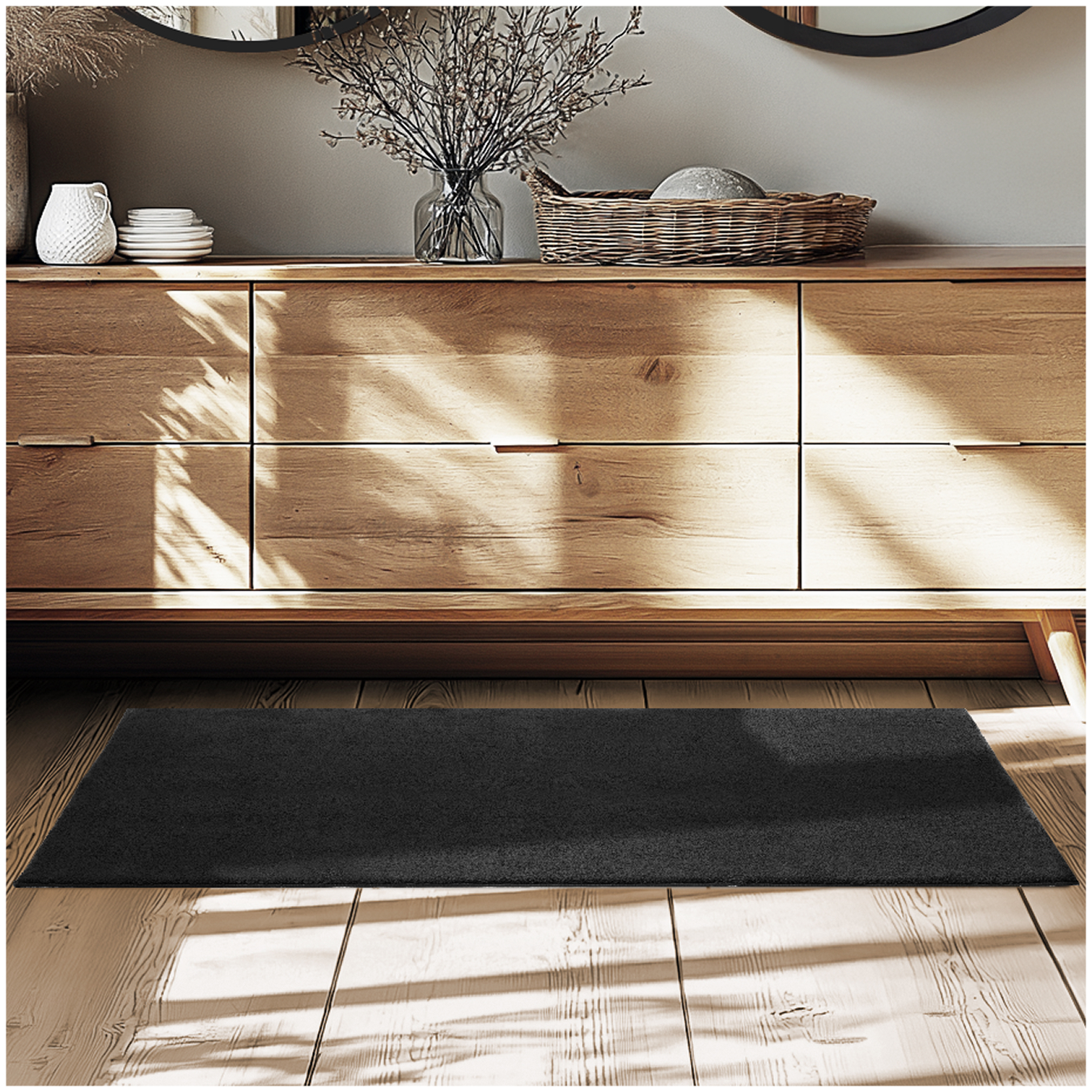 Kurzflorteppich Soft Zone - schwarz, 60 x 110 cm