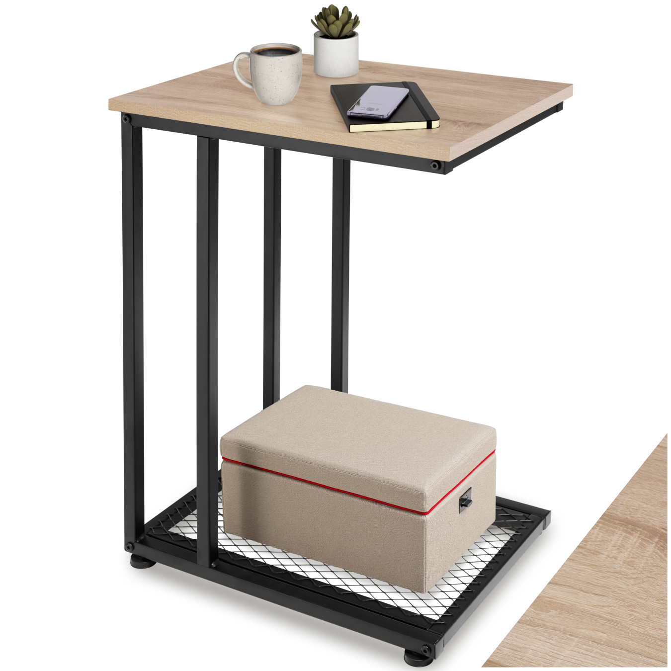 Bijzettafel Eton 48x35x66cm - Industrieel licht hout, eiken Sonoma