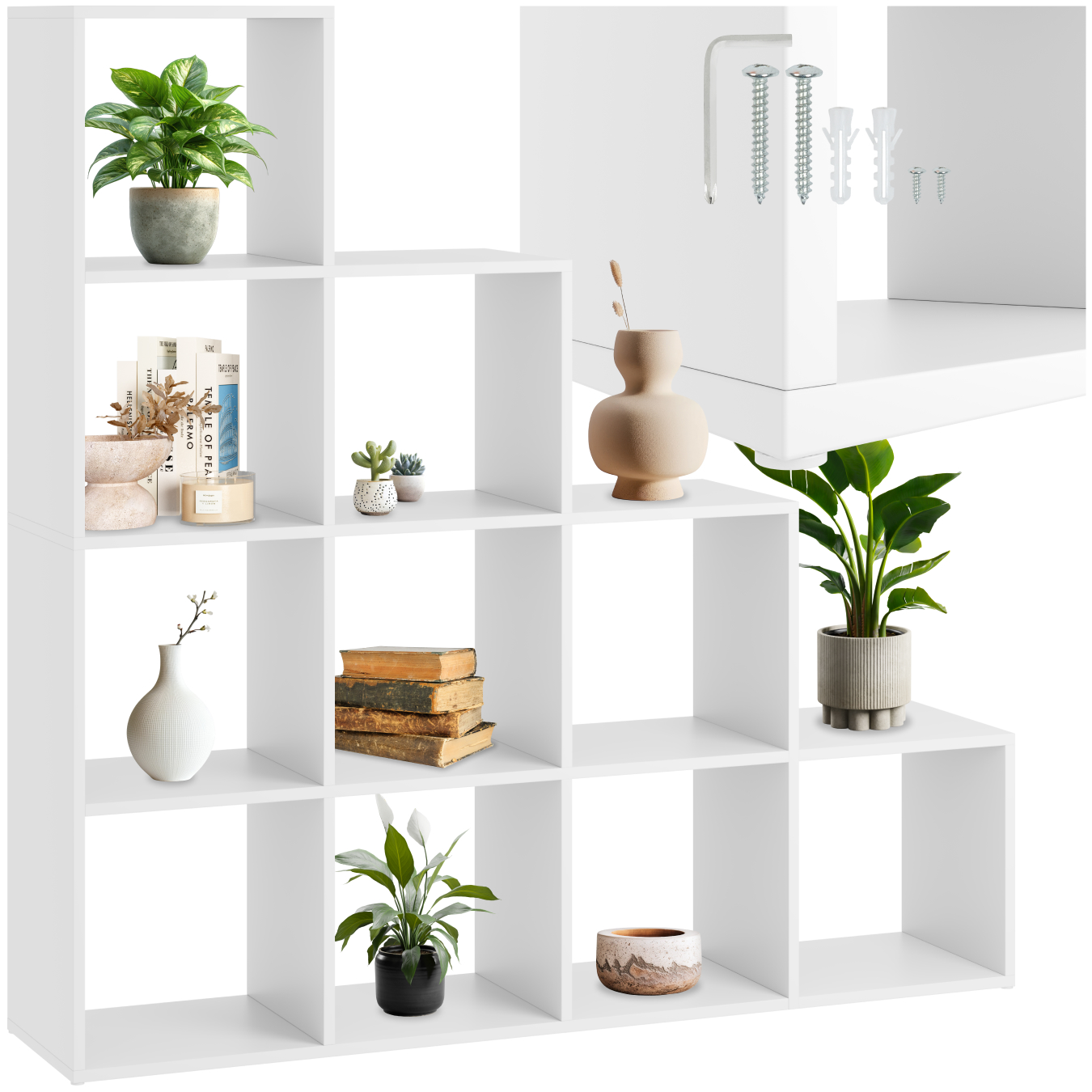 Bibliothèque Talisa avec 10 compartiments ouverts, design cubes - blanc de tectake