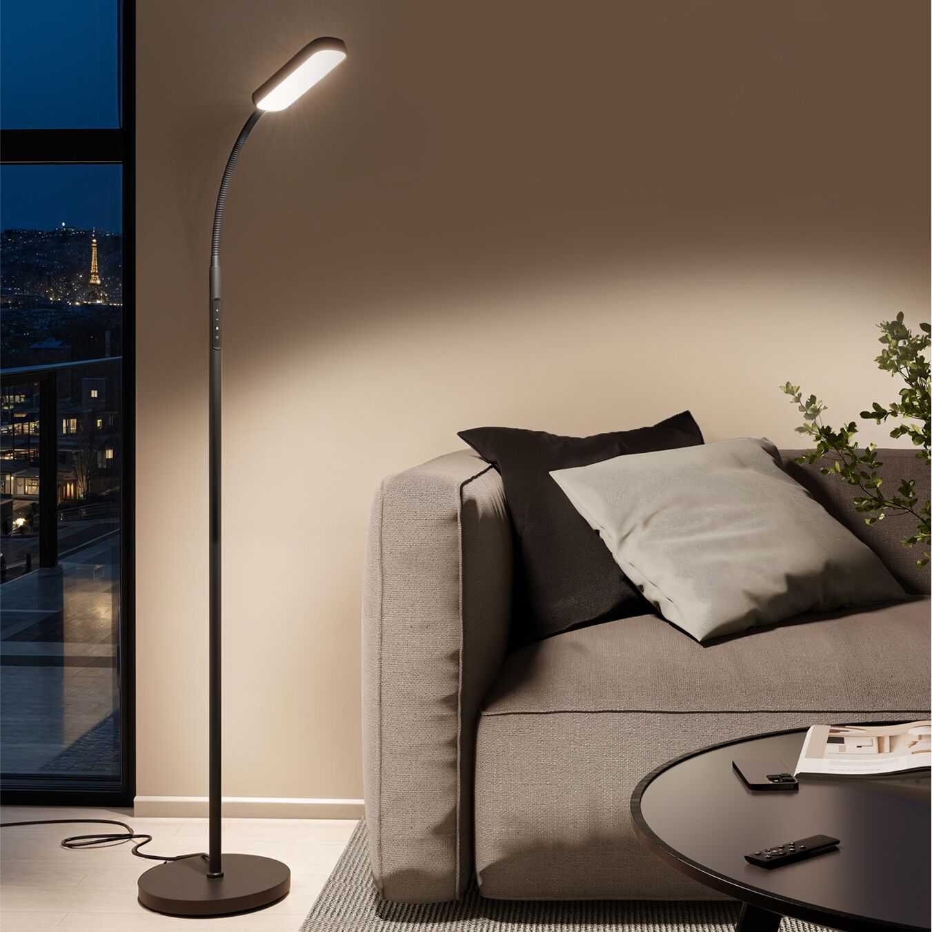 Stehlampe Prisma LED, 5 Lichtmodi, 12 W, dimmbar - schwarz