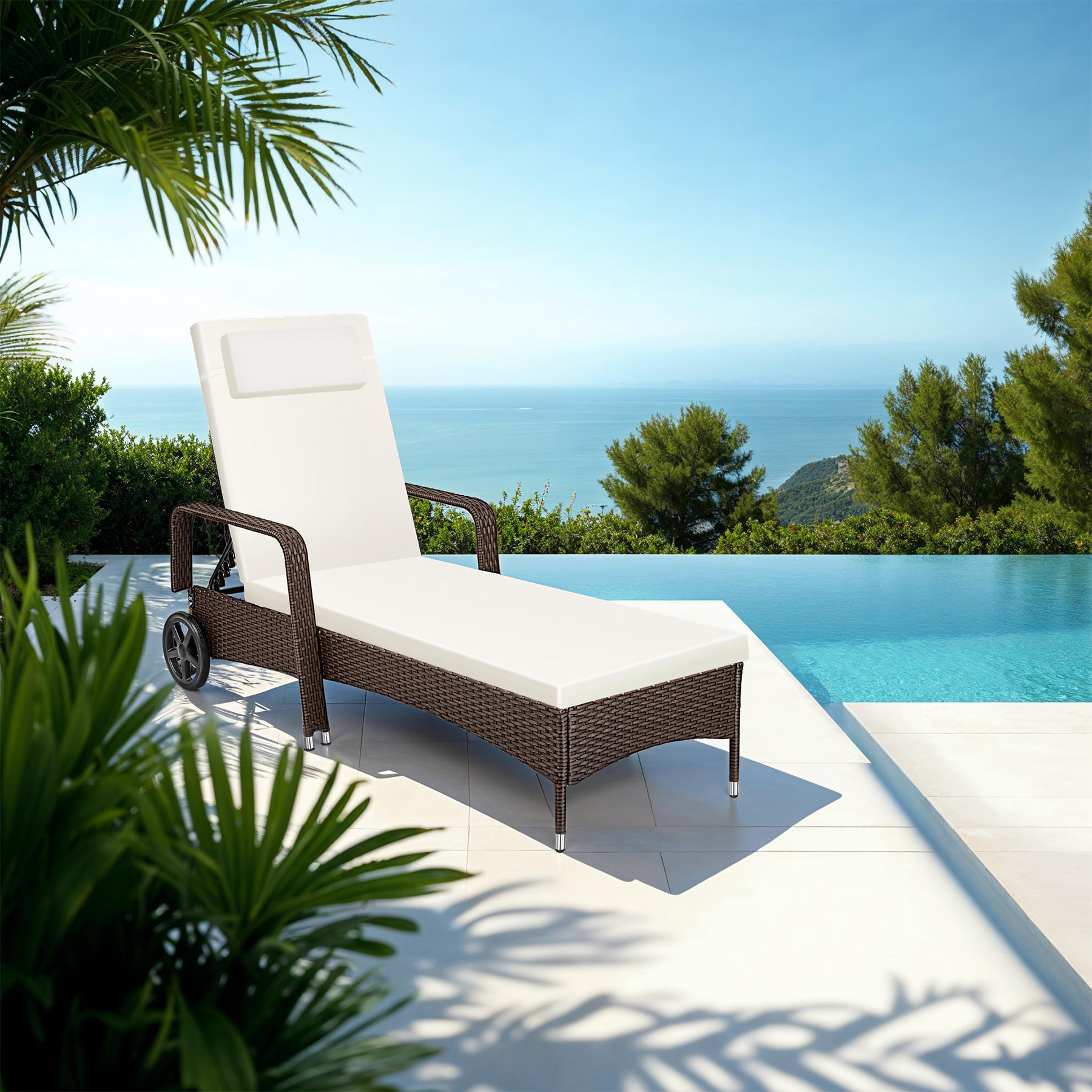 Sonnenliege klappbar Gartenliege Polyrattan Liegestuhl Strandliege robust 200 cm - Bild 95 von 145