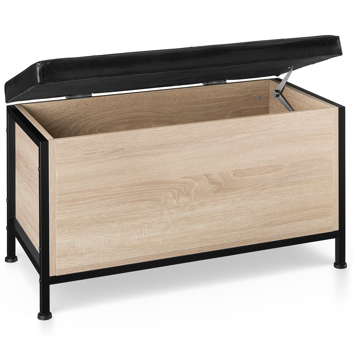 Arcón acolchado CALICO 81,5x41,5x50,5 cm - madera industrial clara, roble Sonoma | tectake