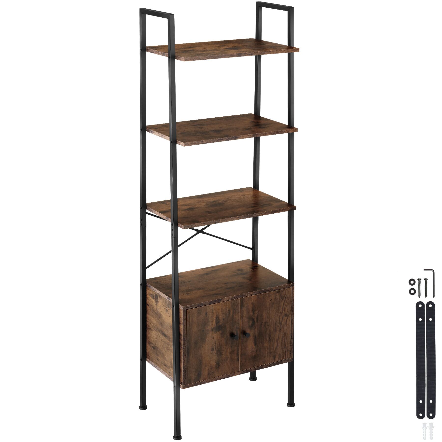 Hylla Brentwood 57,5x34x173cm - Industriellt mörkt trä, rustikt av tectake