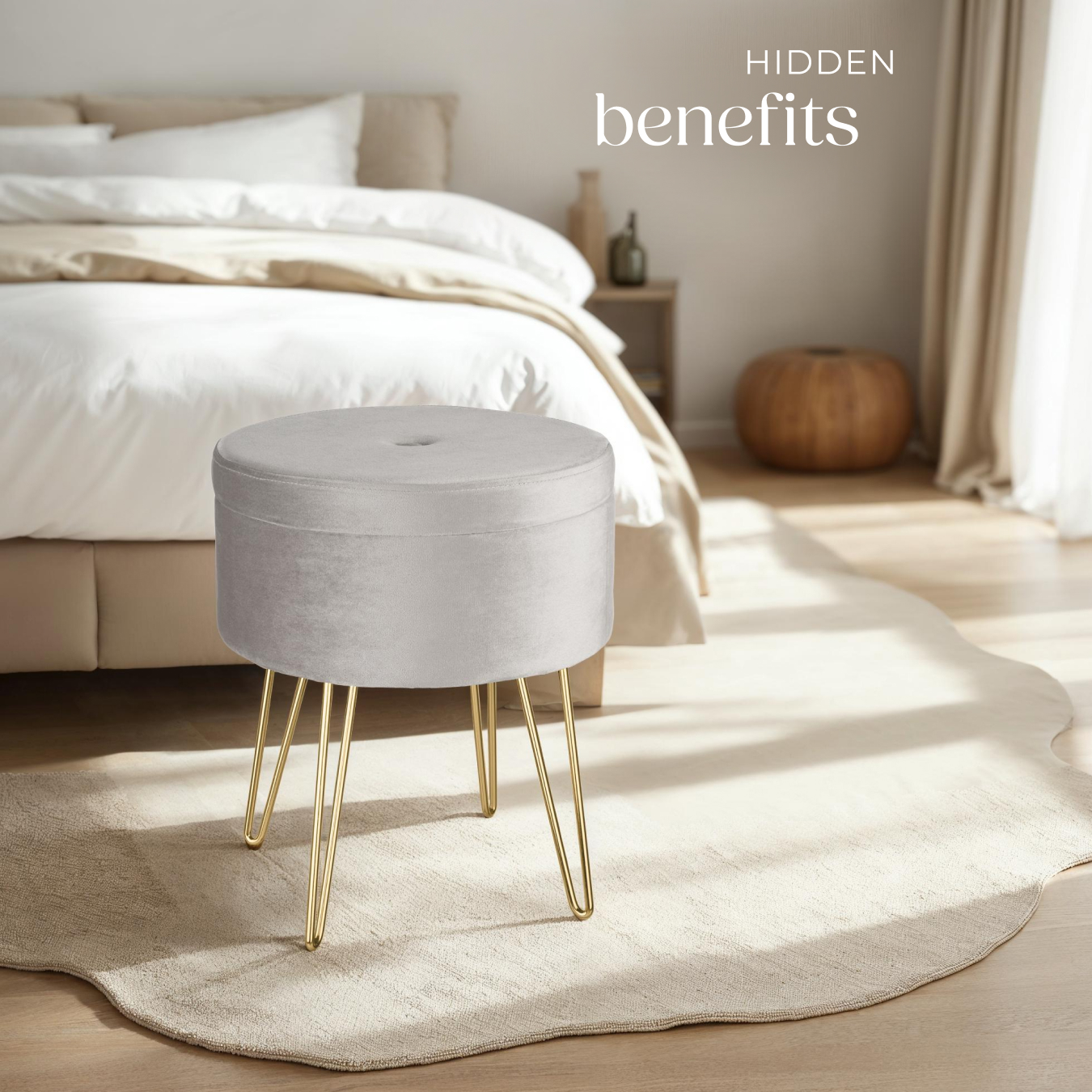 Stool Storage Footstool Padded Velvet Upholstery Bar Stools Dressing Table Seat - Picture 9 of 46