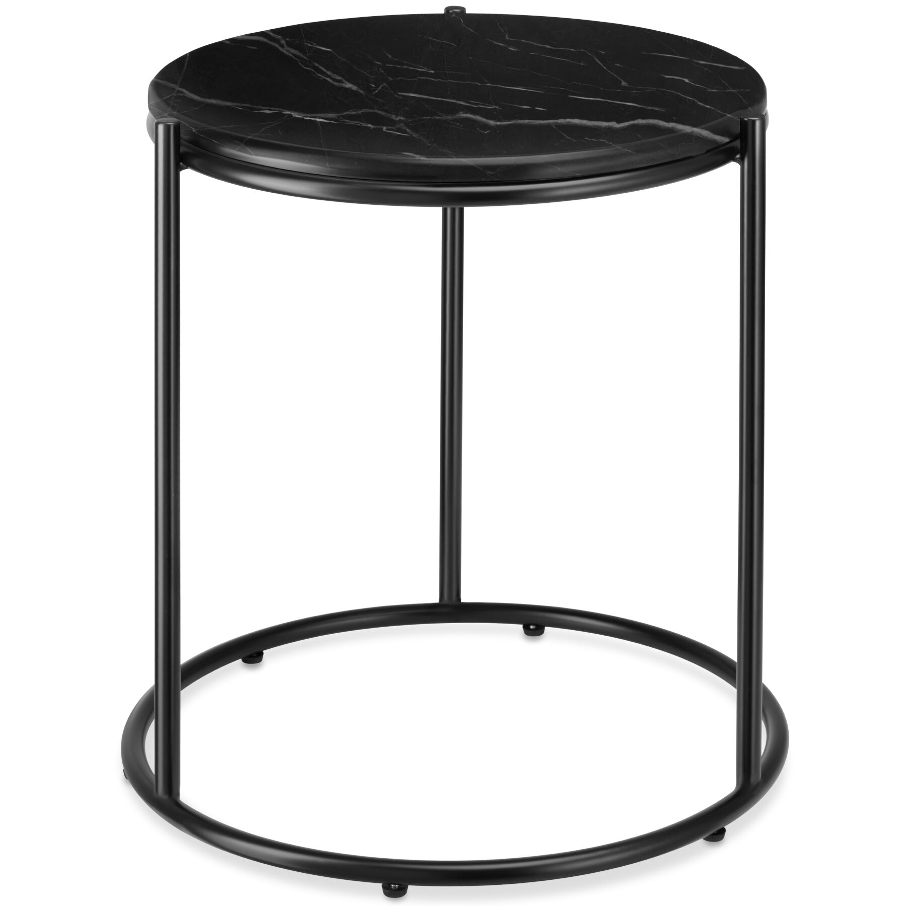 Table d'appoint ELSA plateau en marbre et structure en acier - noir/noir, par pièce | tectake