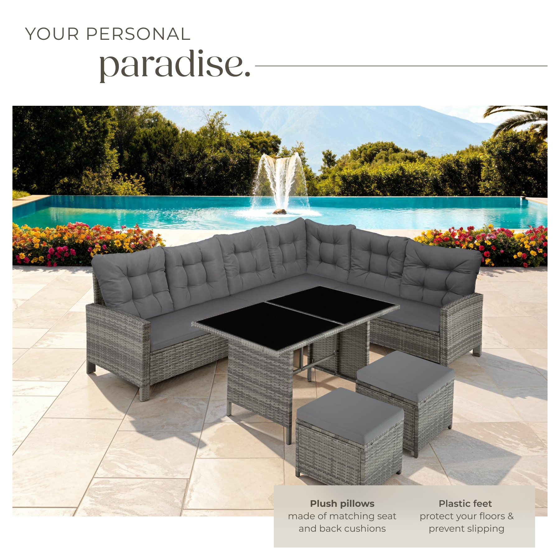 Corner Sofa Garden Furniture Table and Chairs Rattan Set Outdoor Metal Bistro - Picture 17 of 61