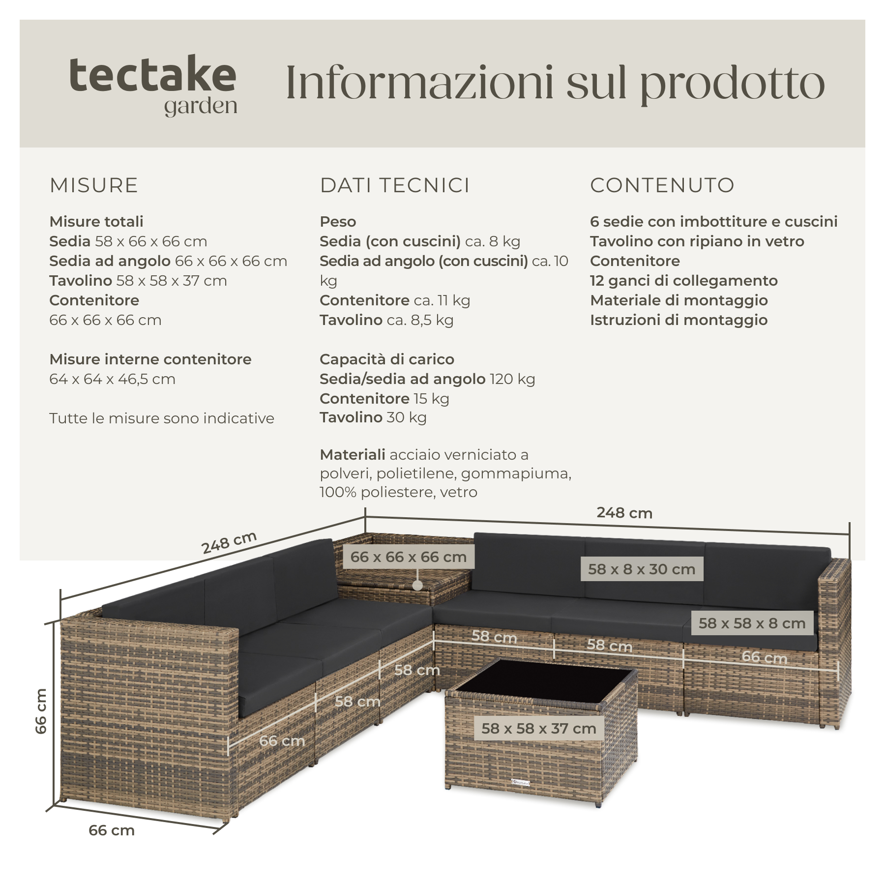 Salottino in Rattan Mobili Giardino Set Terrazza Poltrone Tavolo Box Contenitore - Foto 31 di 37