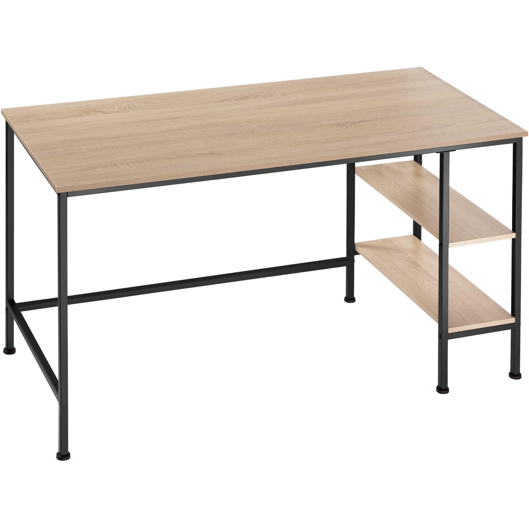 Desk Donegal - side shelf with 2 storage compartments - industrial wood light, oak Sonoma