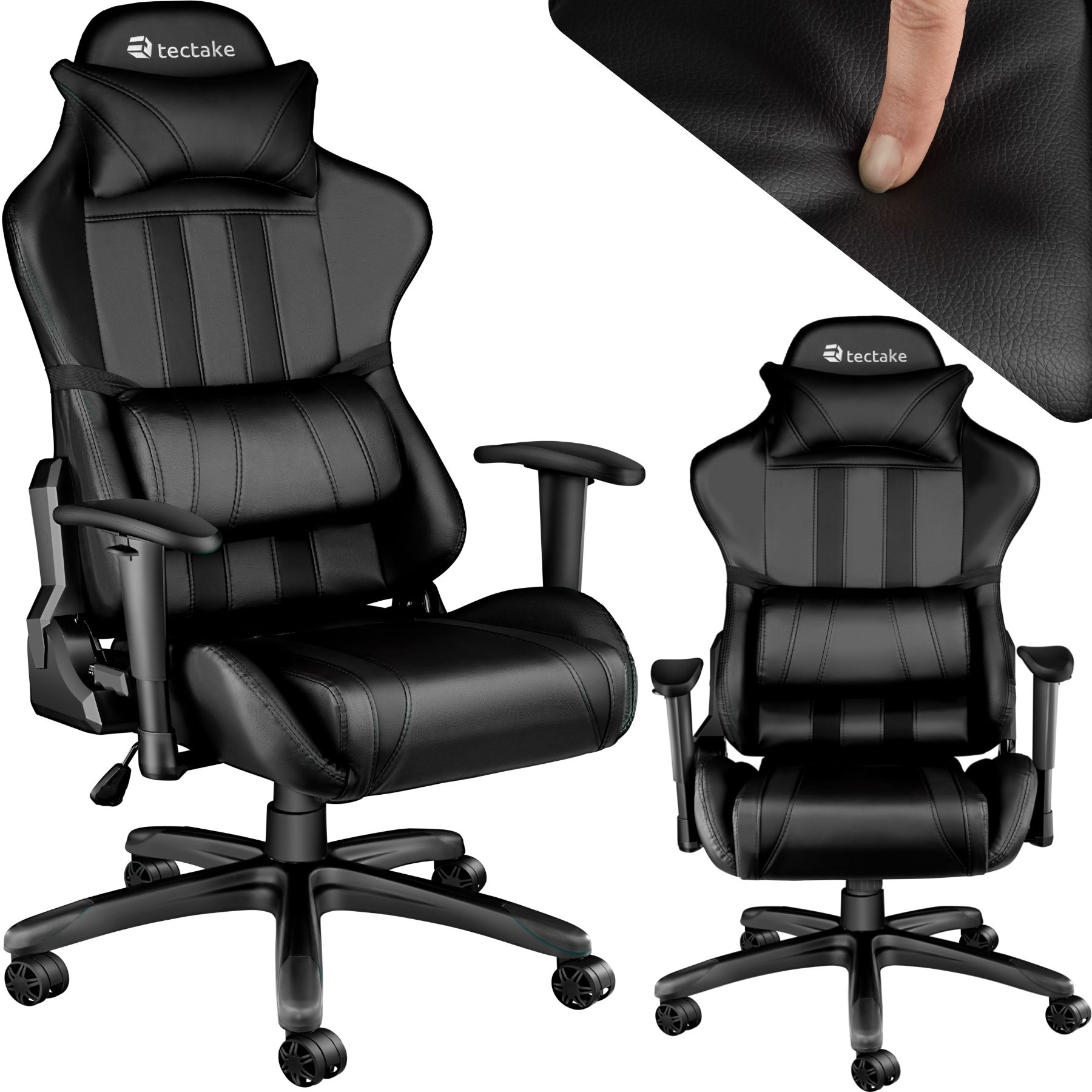 Premium Racing Bürostuhl mit Streifen - schwarz von tectake