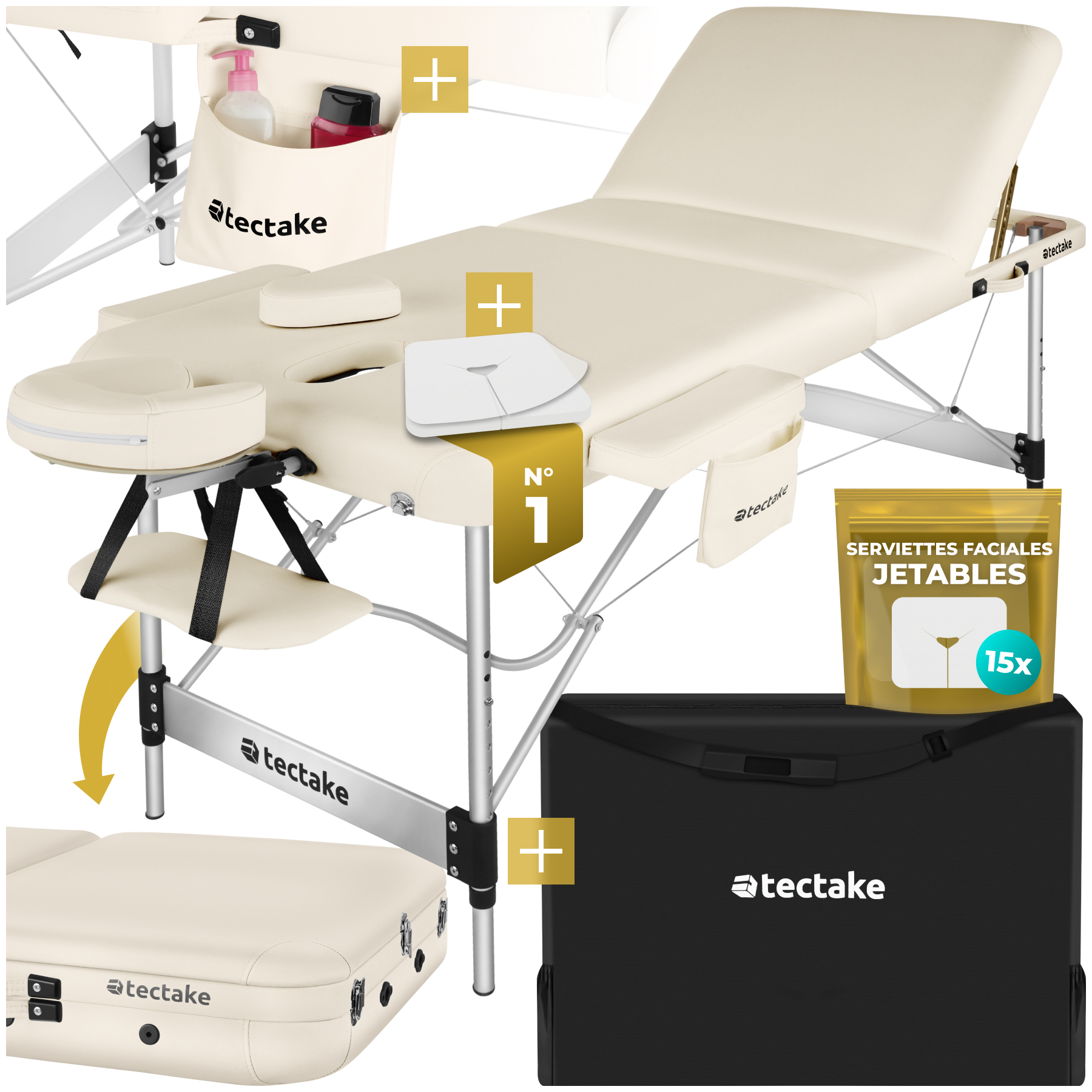 Table de massage pliable KO TAO - beige | tectake