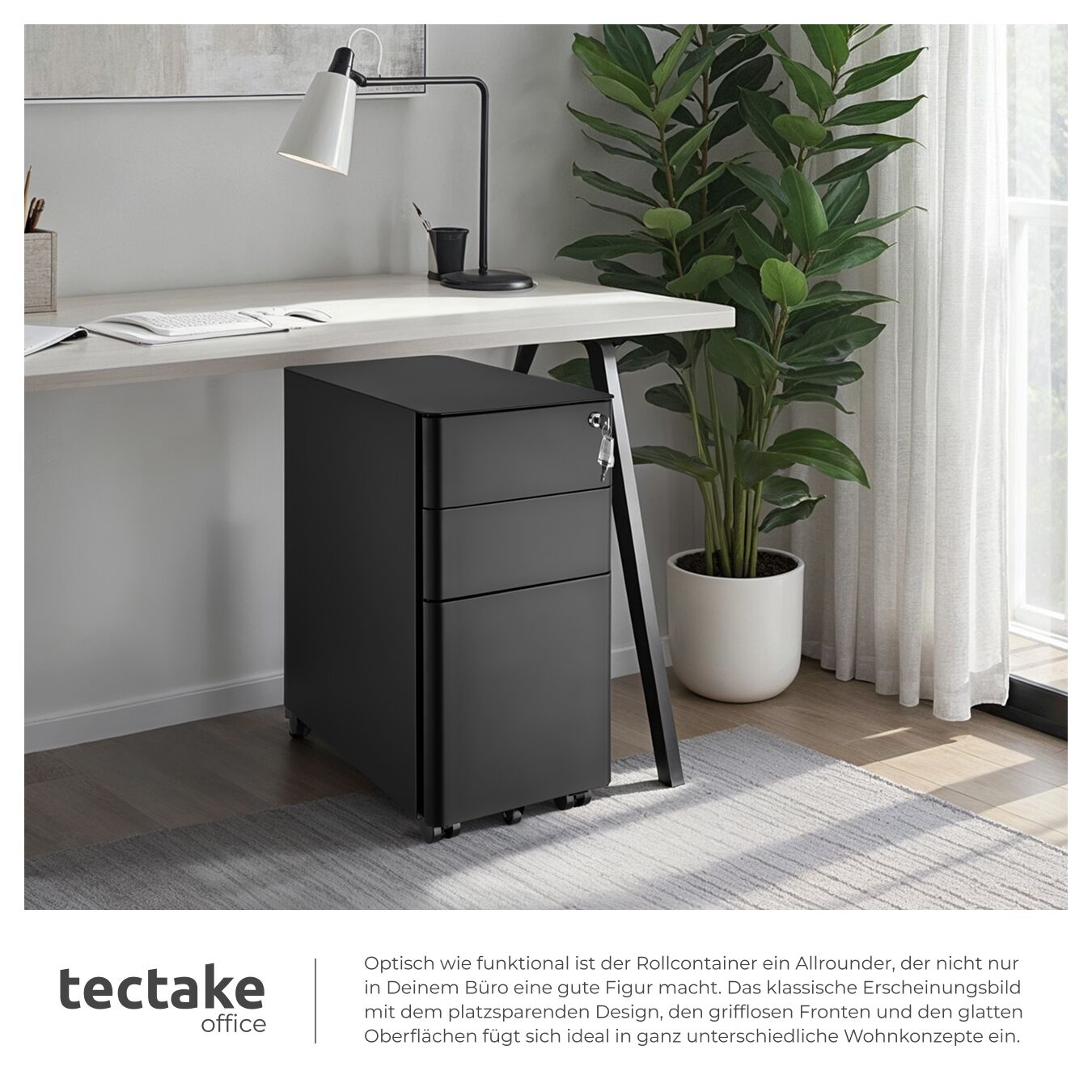 Rollcontainer 2 Schubladen Büroschrank Abschließbar Aktenschrank Hängeregister - Bild 8 von 25