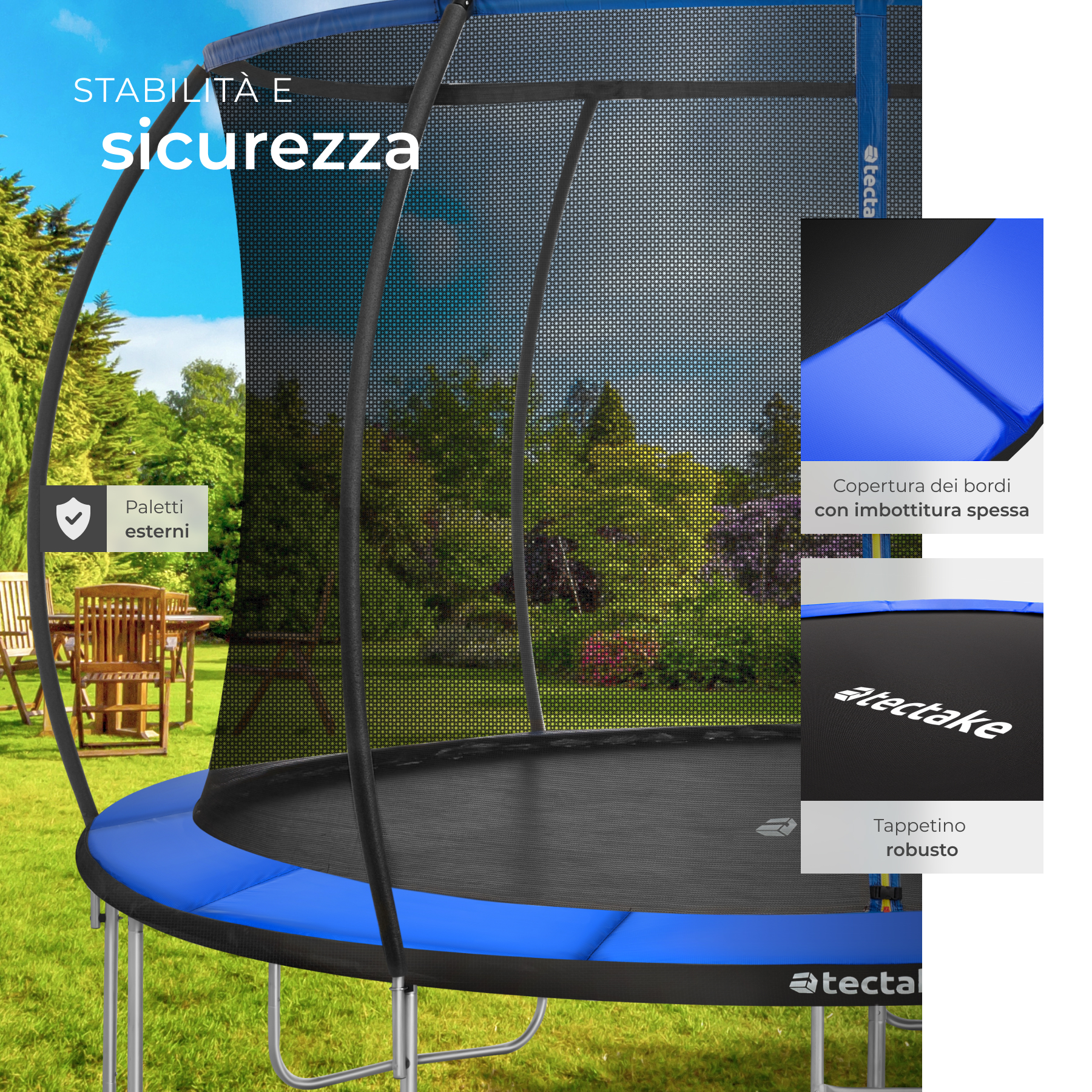 Trampolino elastico con rete di sicurezza per bambini da esterno giardino - Foto 32 di 37