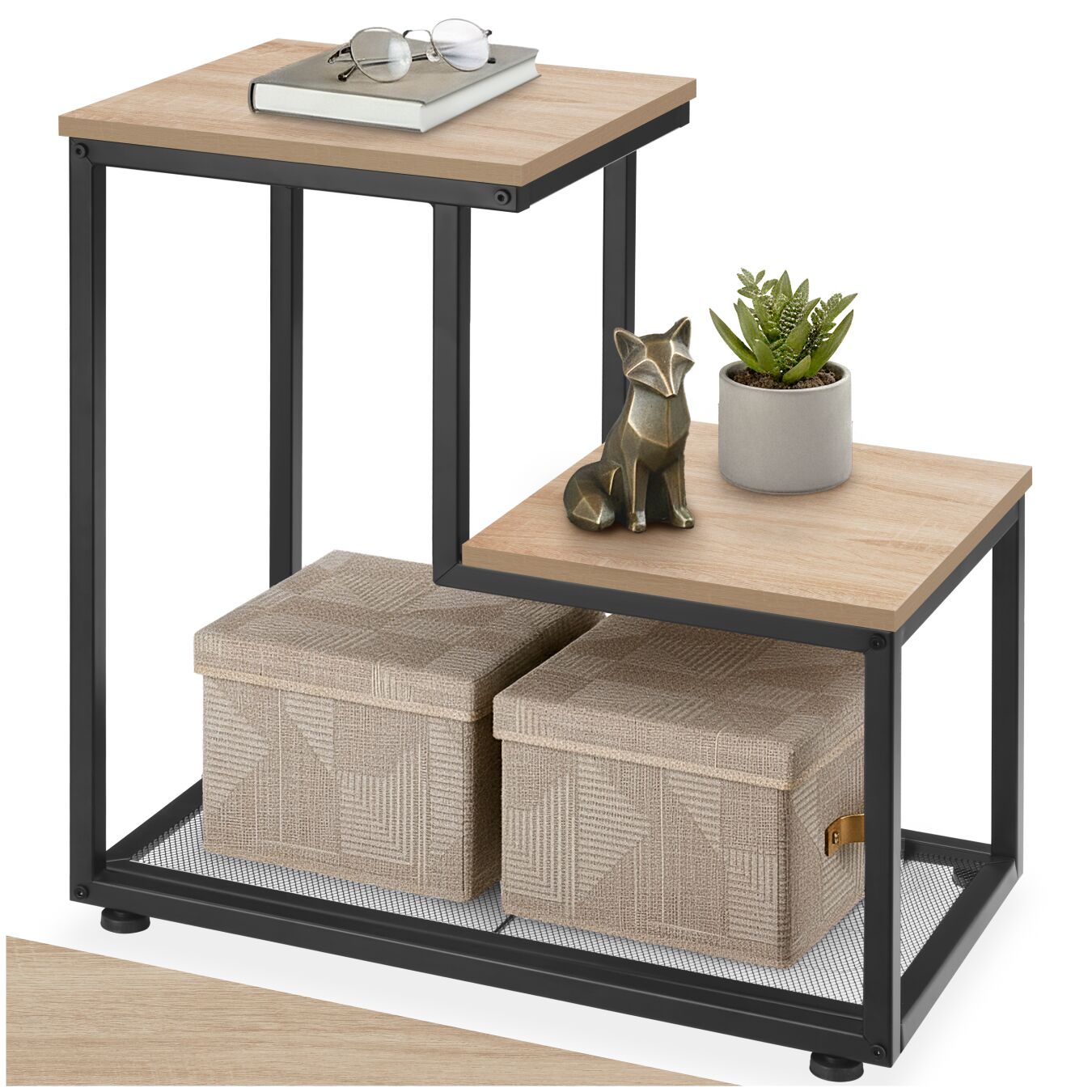 Bijzettafel Halifax 60,5x35,5x60,5cm - Industrieel licht hout, eiken Sonoma