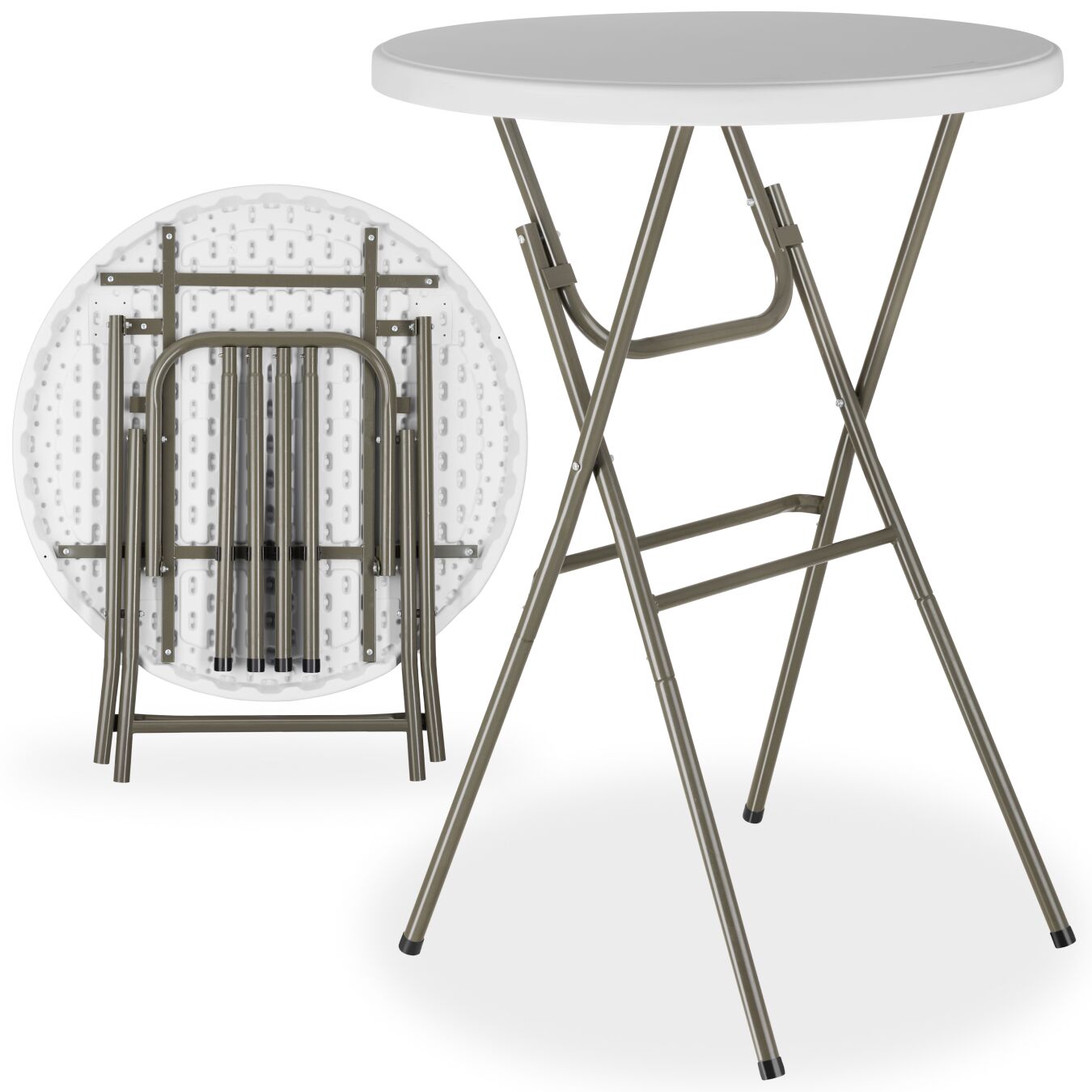 Opklapbare statafel van staal Ø80cm - wit | tectake